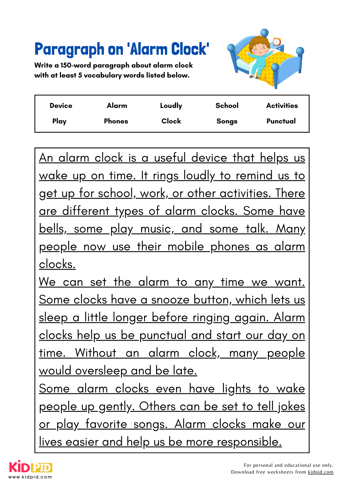 Paragraph on 'Alarm Clock' - 150 Words