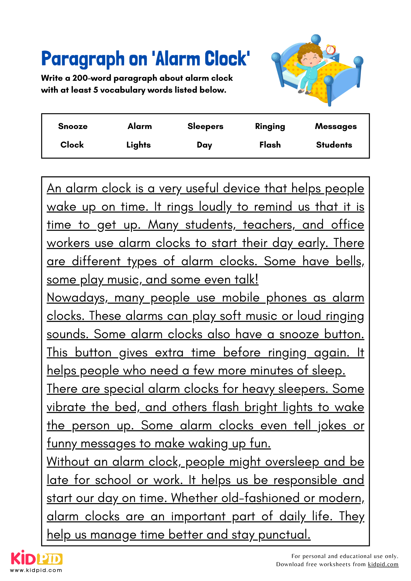 Paragraph on 'Alarm Clock' - 200 Words