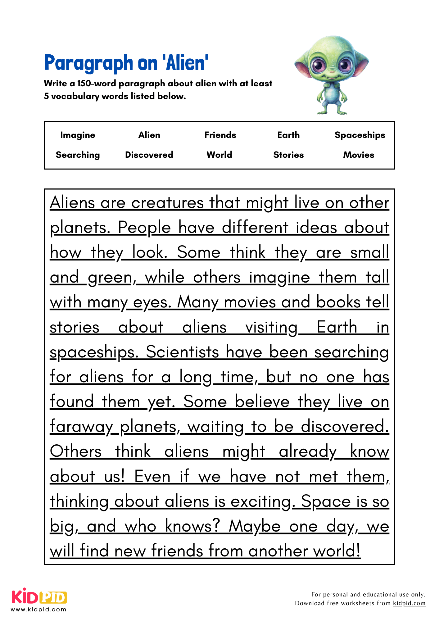 Paragraph on 'Alien' - 150 Words