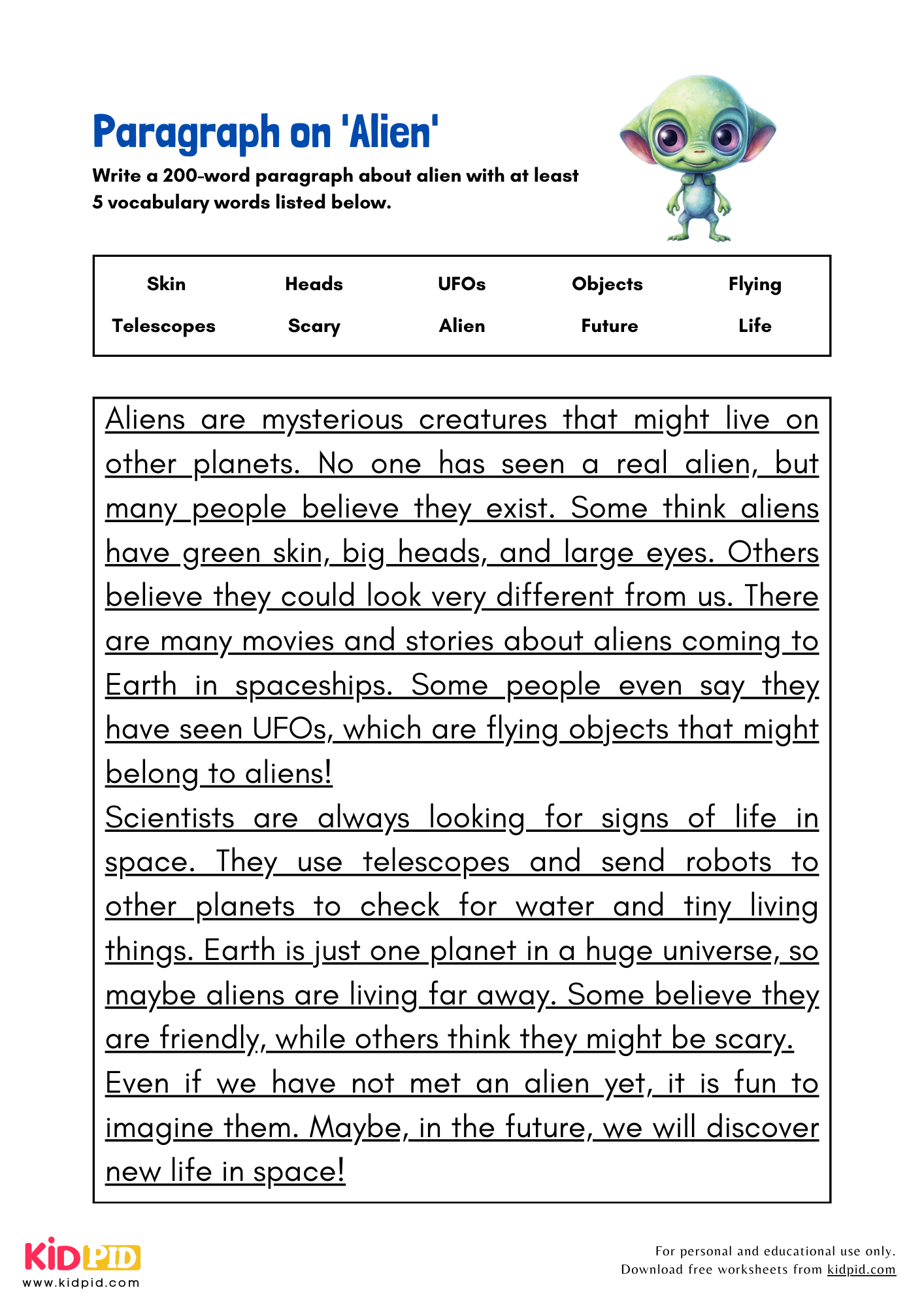 Paragraph on 'Alien' - 200 Words