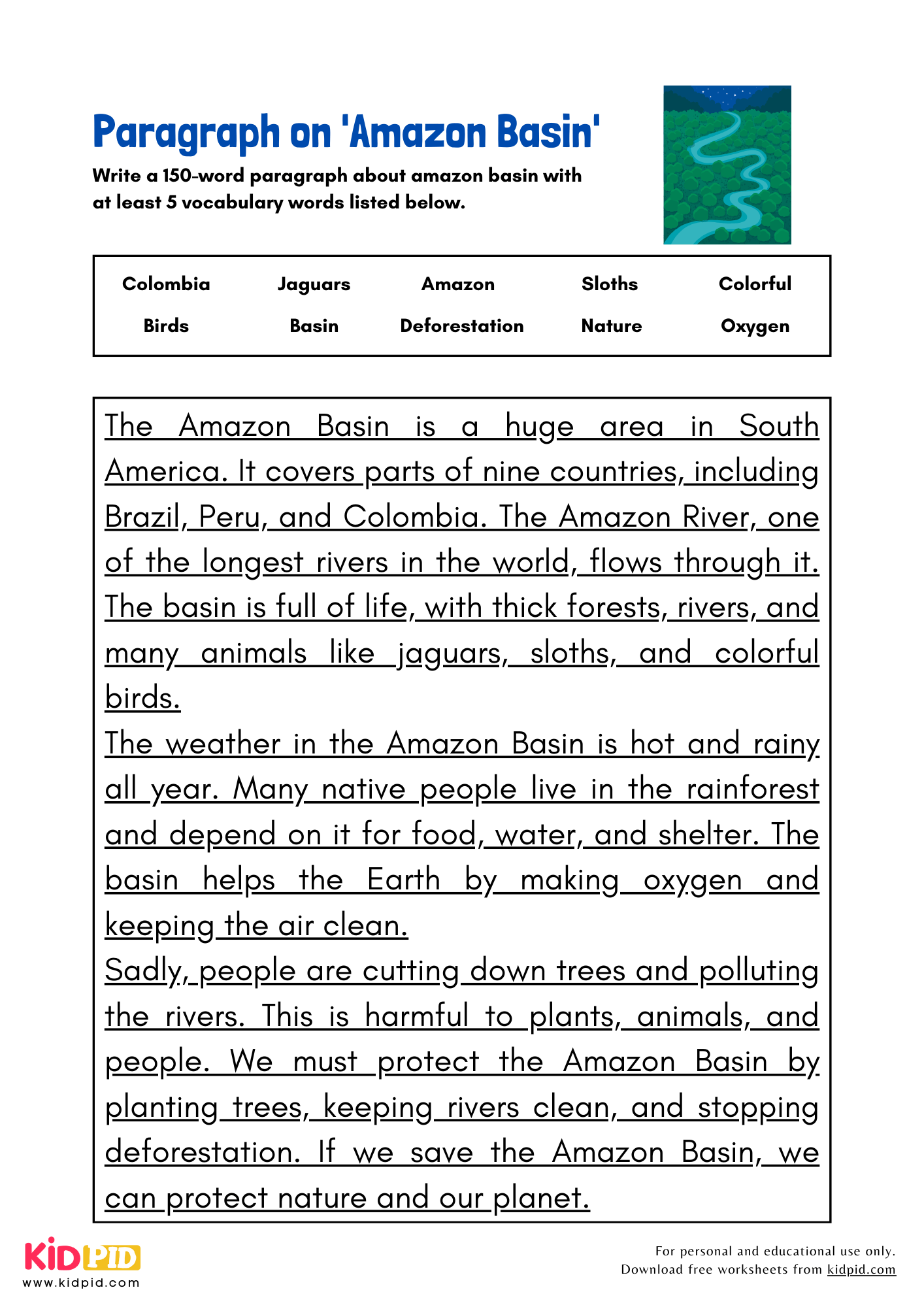 Paragraph on 'Amazon Basin' - 150 Words