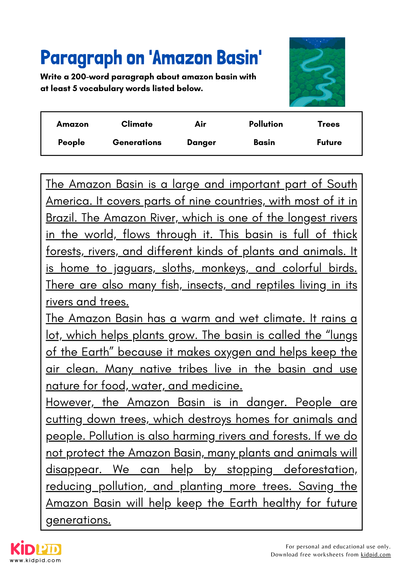 Paragraph on 'Amazon Basin' - 200 Words