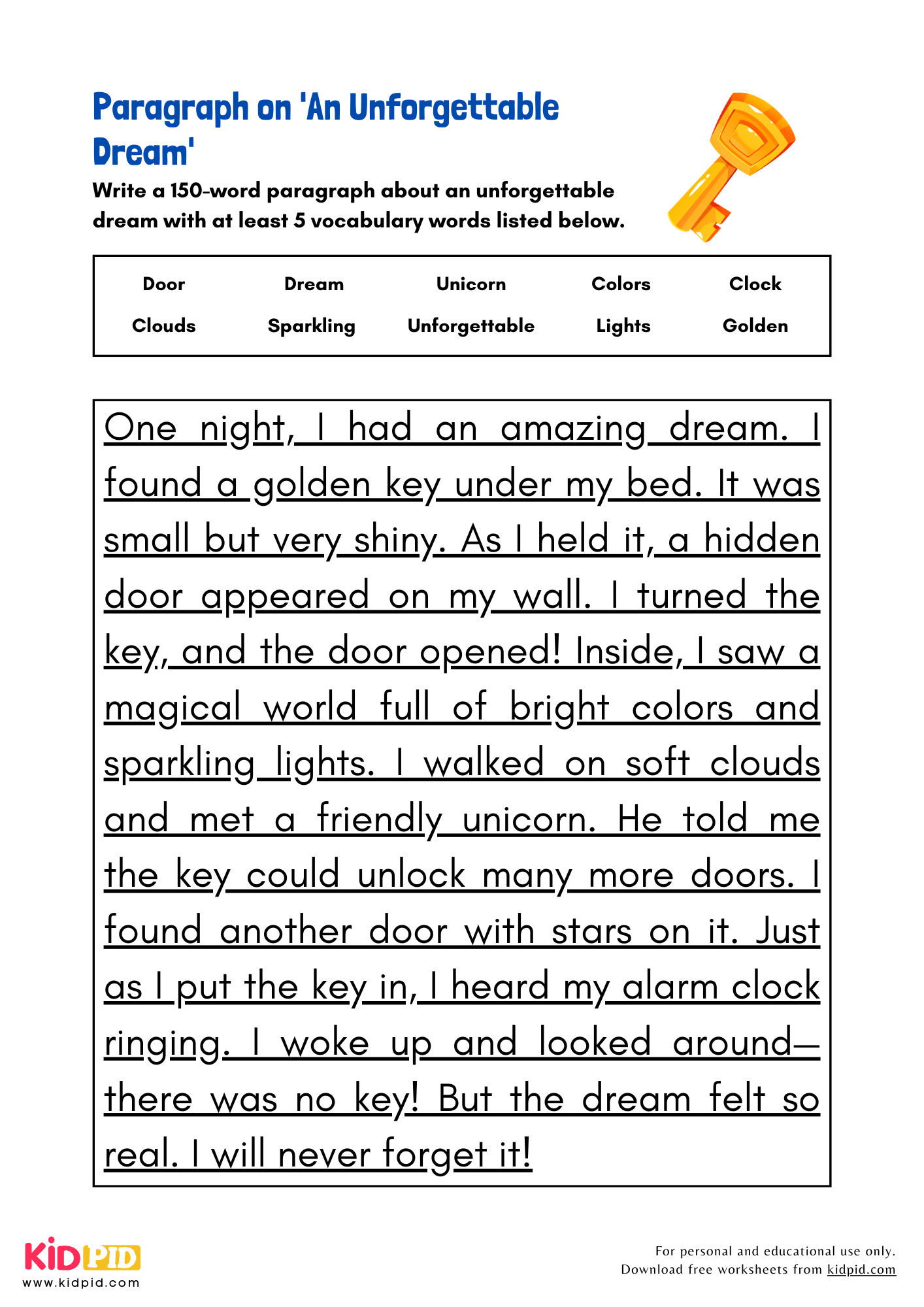 Paragraph on 'An Unforgettable Dream' - 150 Words