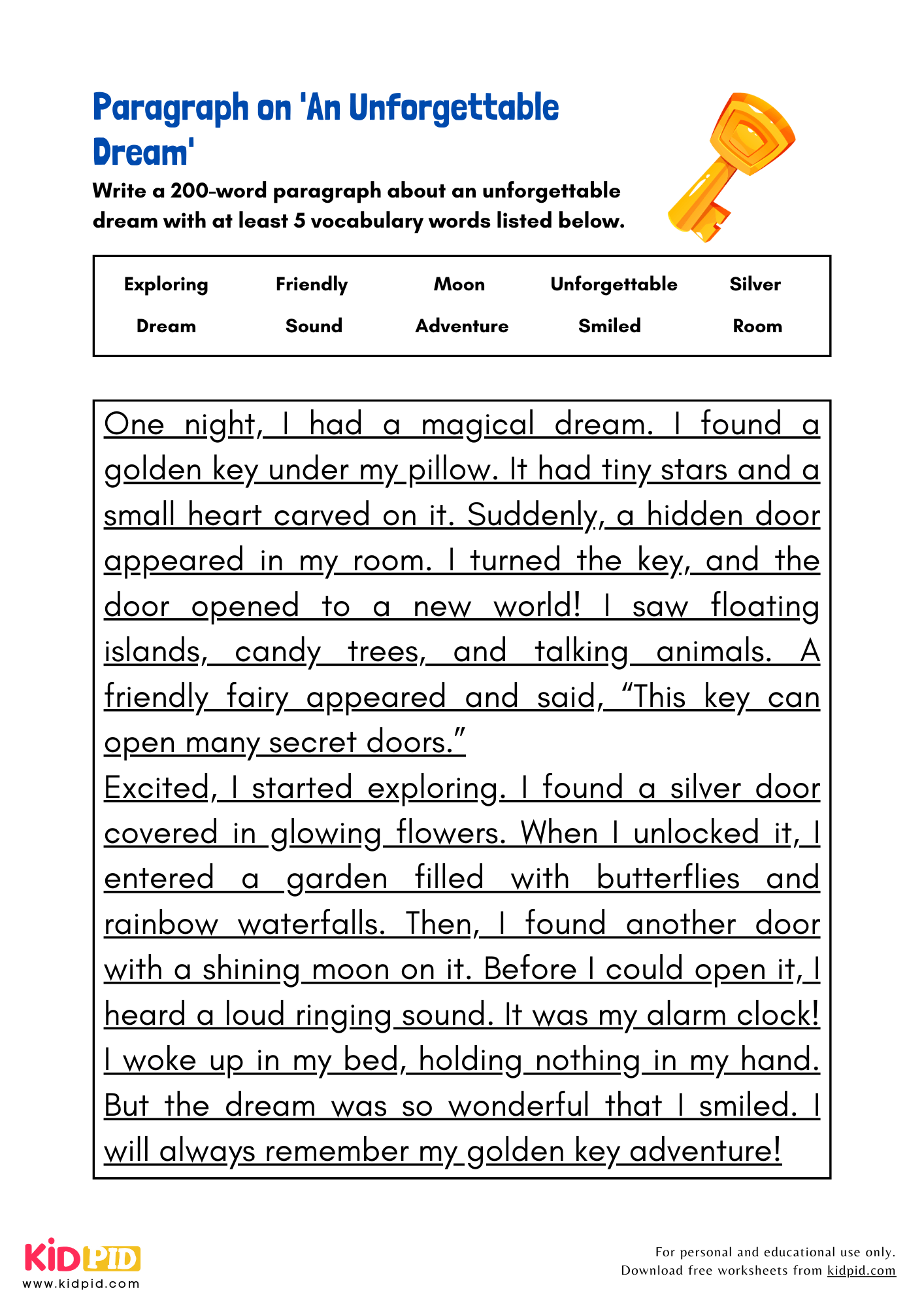 Paragraph on 'An Unforgettable Dream' - 200 Words