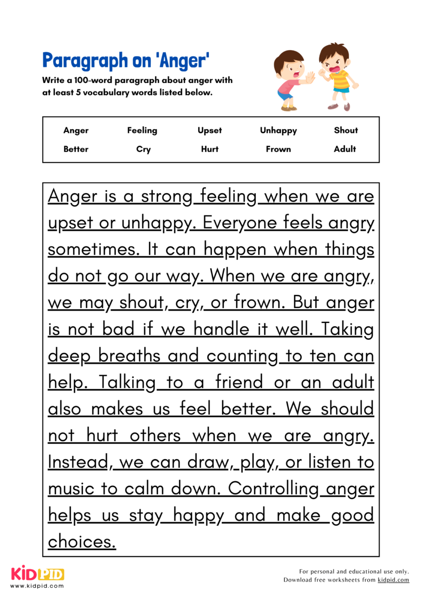 Paragraph on 'Anger' - Kidpid