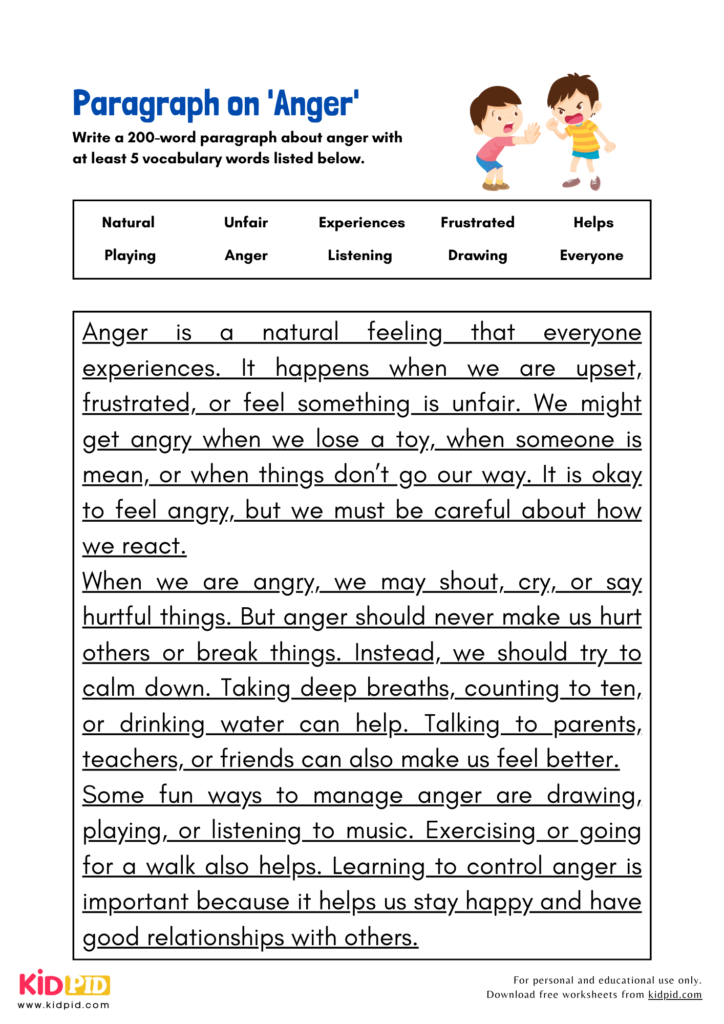 Paragraph on 'Anger' - Kidpid