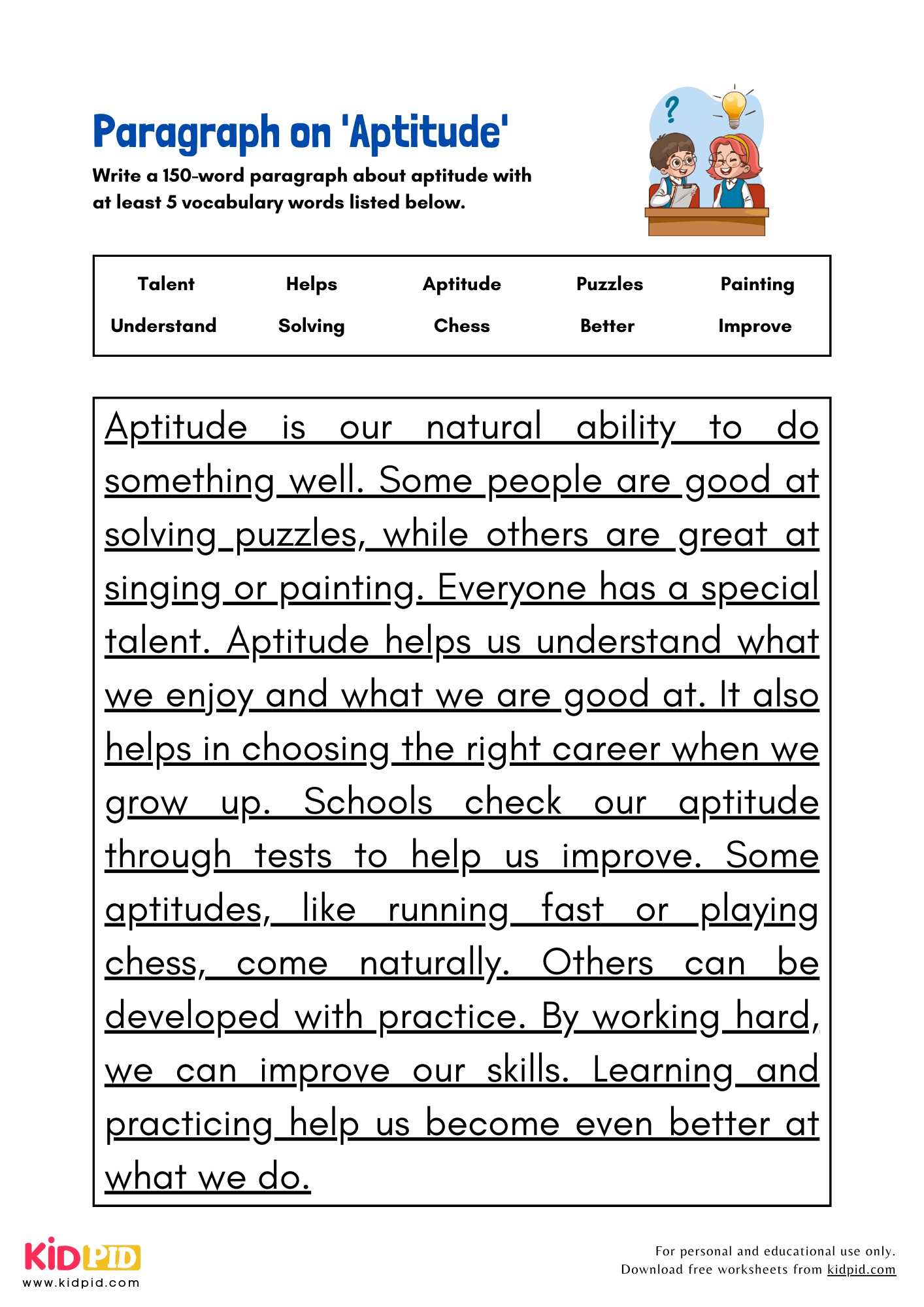 Paragraph on 'Aptitude' - 150 Words