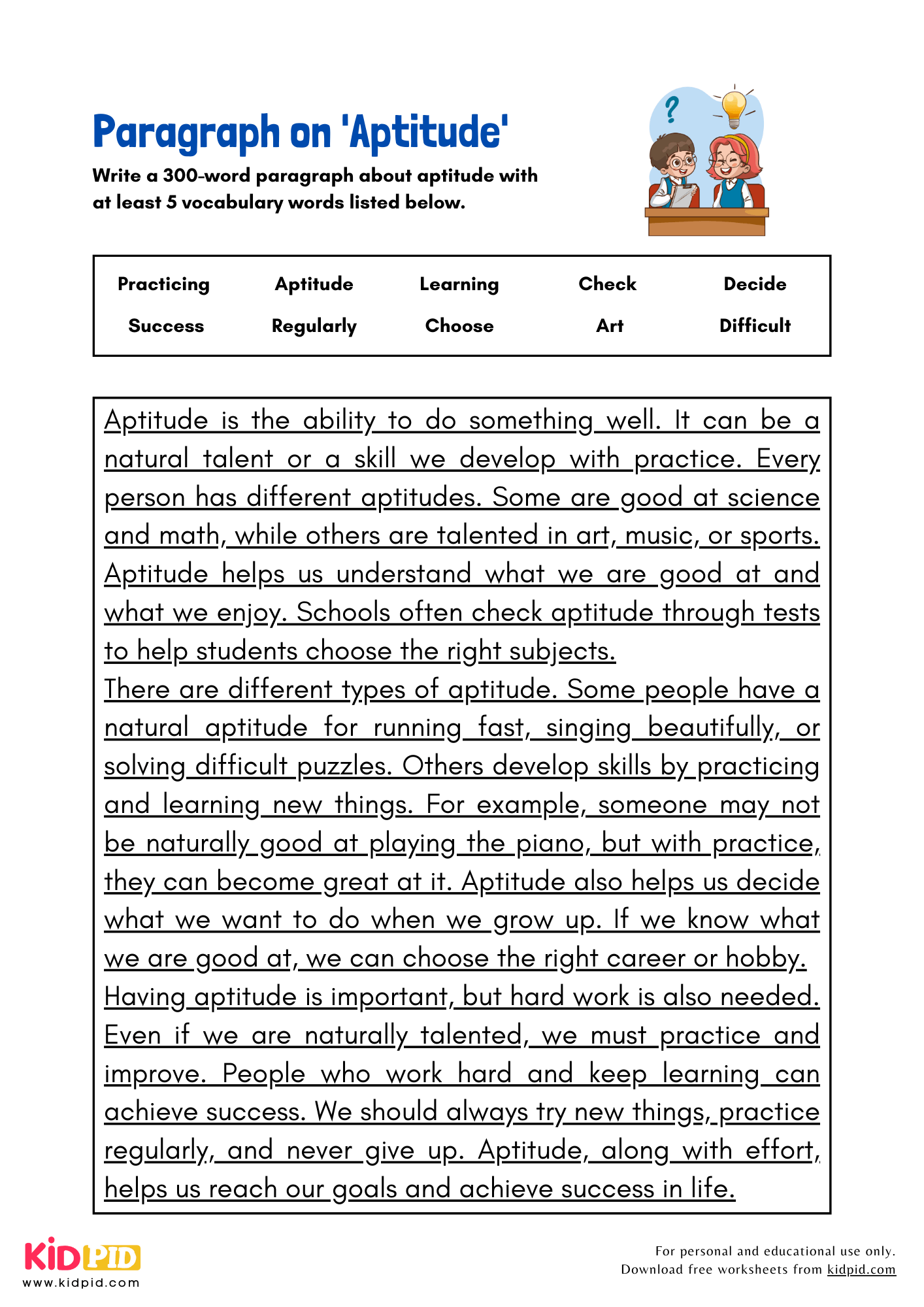 Paragraph on 'Aptitude' - 300 Words