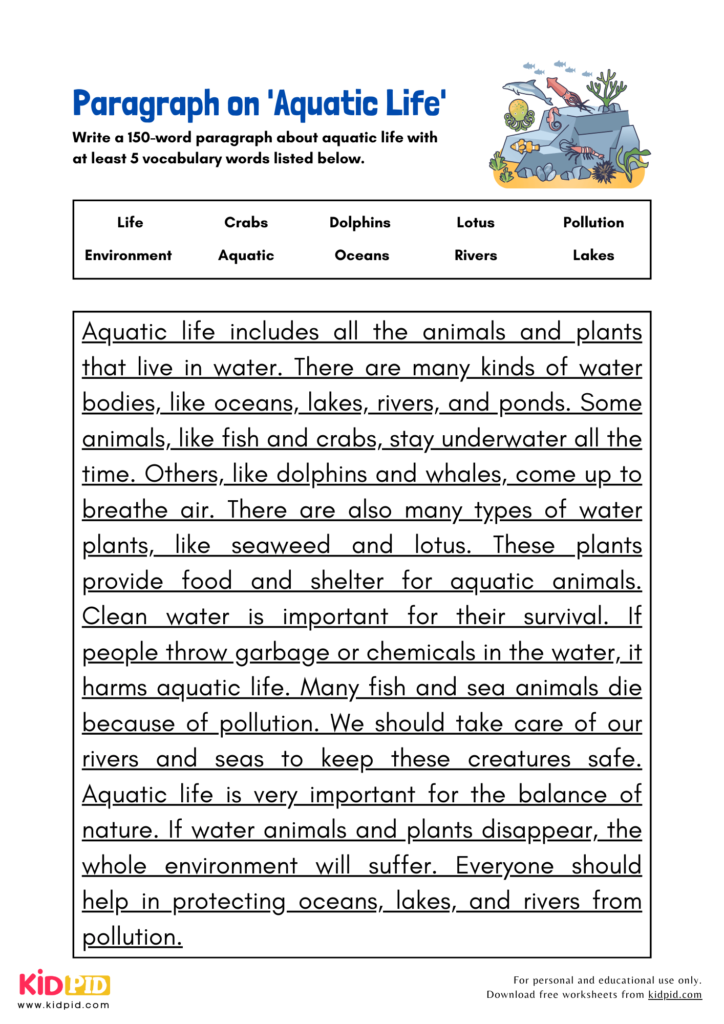 Paragraph on 'Aquatic Life' - Kidpid