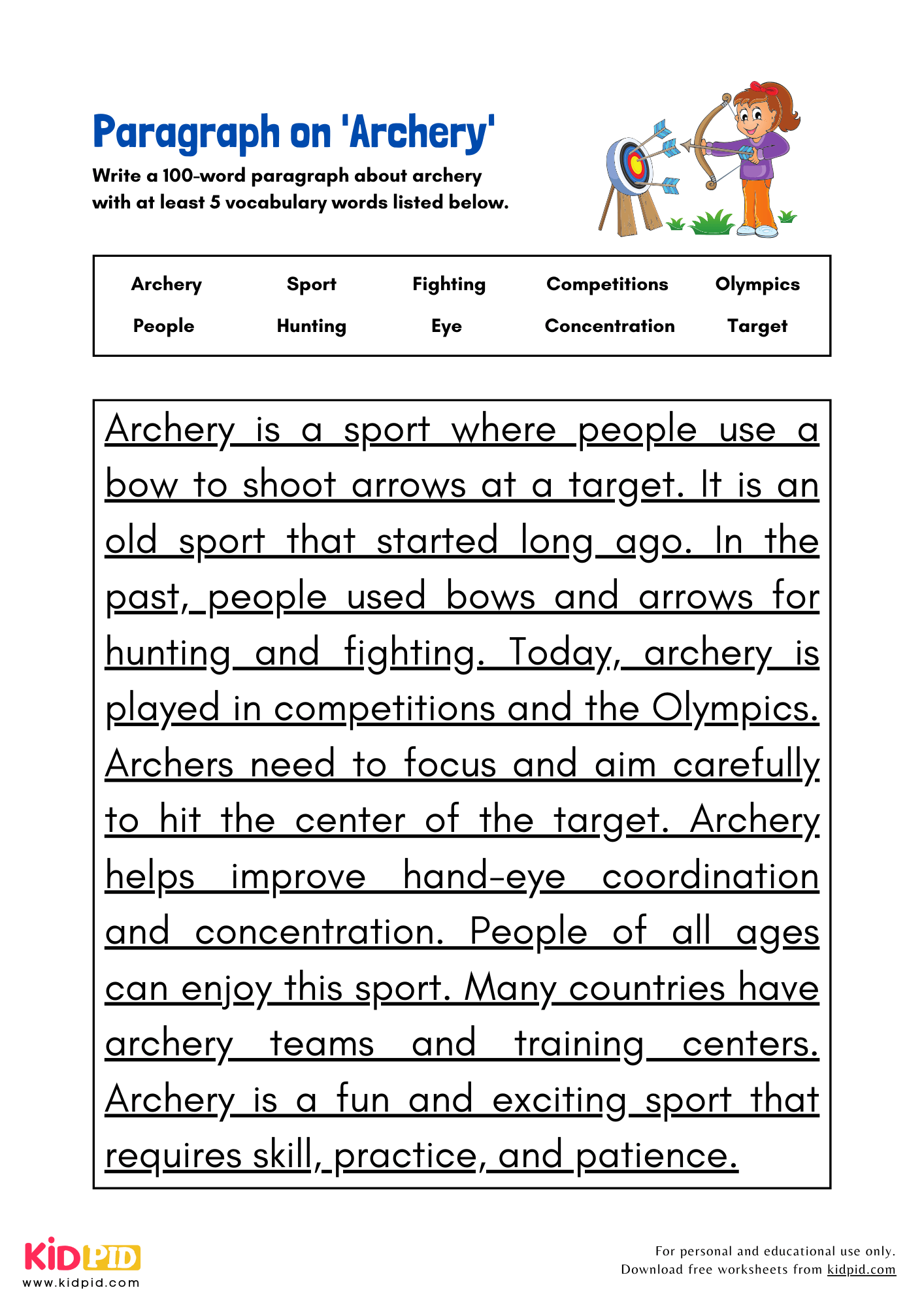 Paragraph on 'Archery' - 100 Words