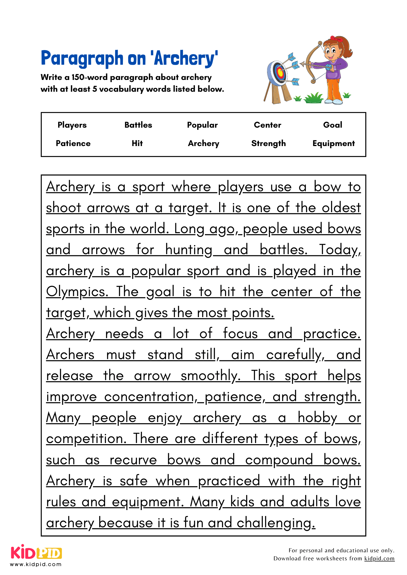 Paragraph on 'Archery' - 150 Words