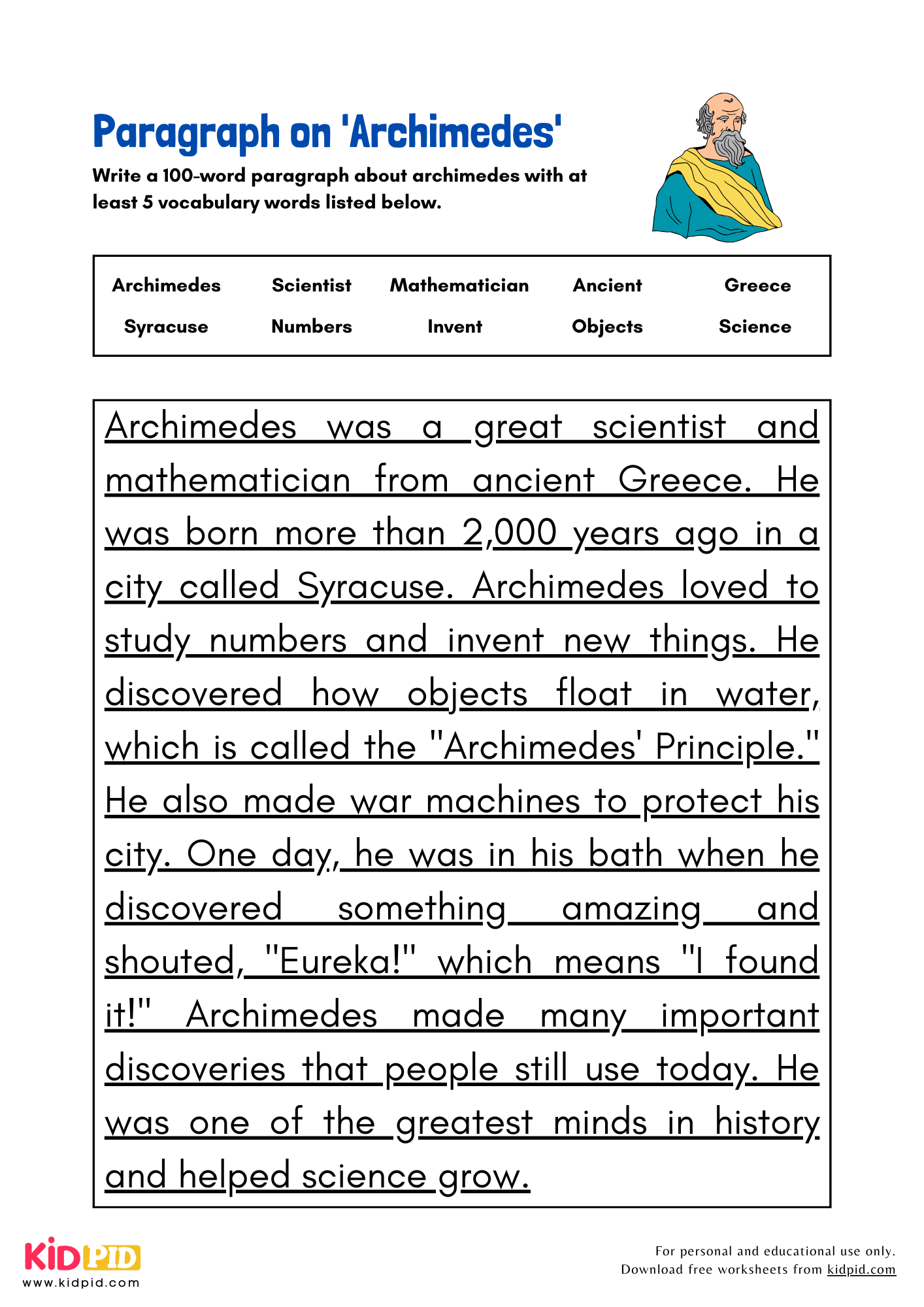 Paragraph on 'Archimedes' - 100 Words
