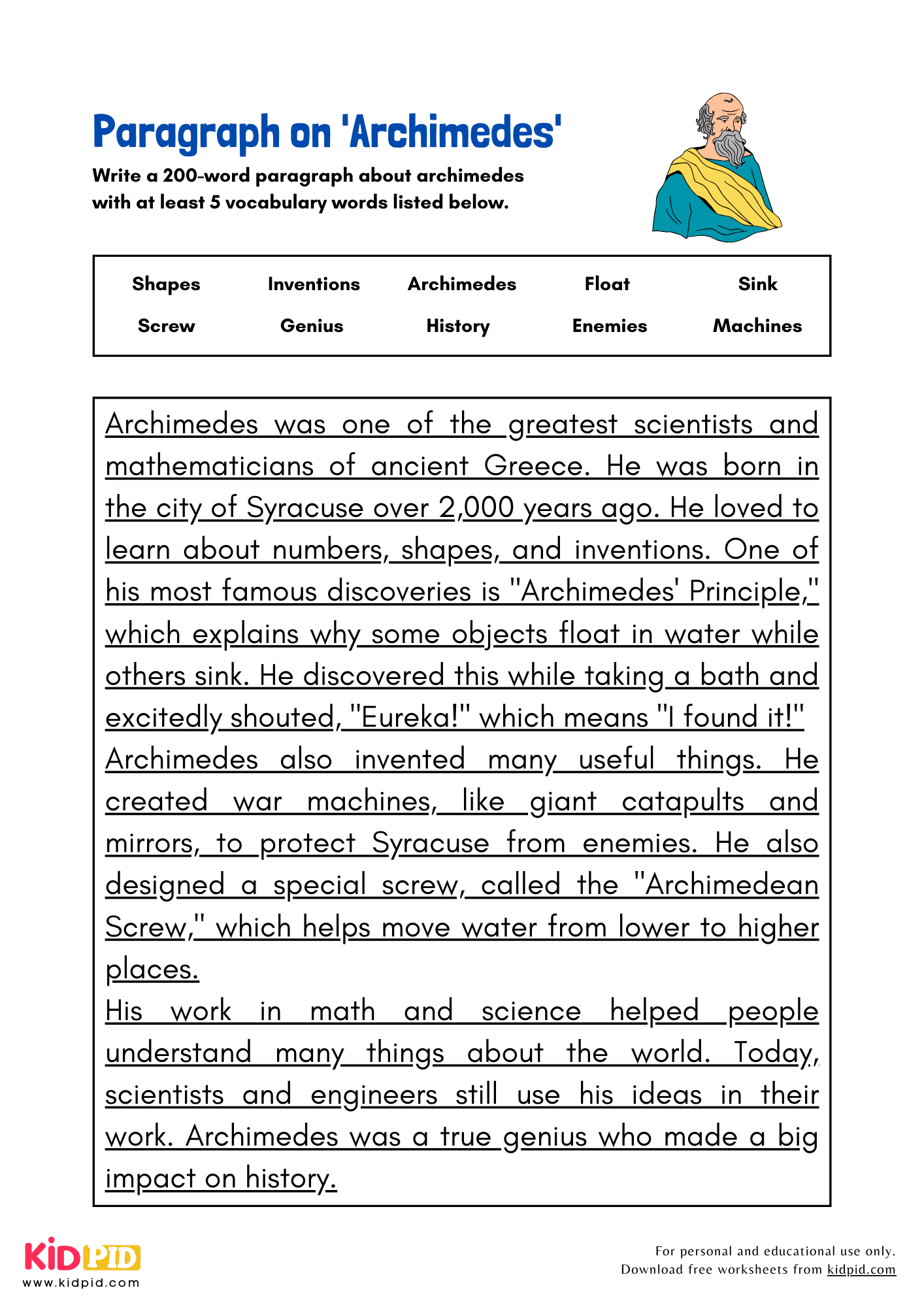Paragraph on 'Archimedes' - 200 Words