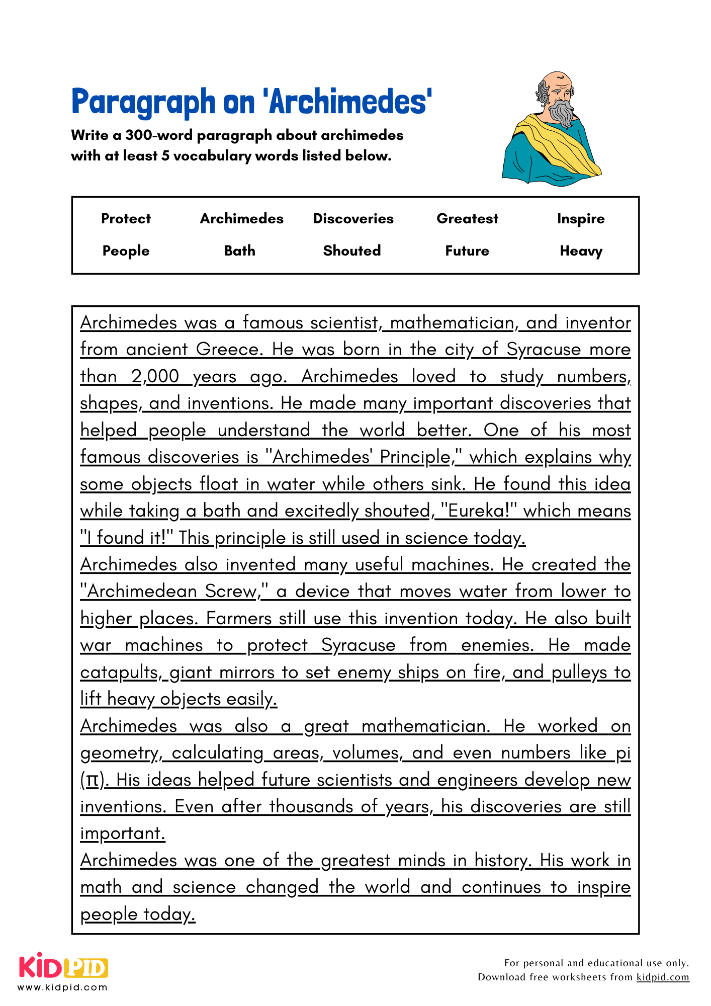 Paragraph on 'Archimedes' - 300 Words