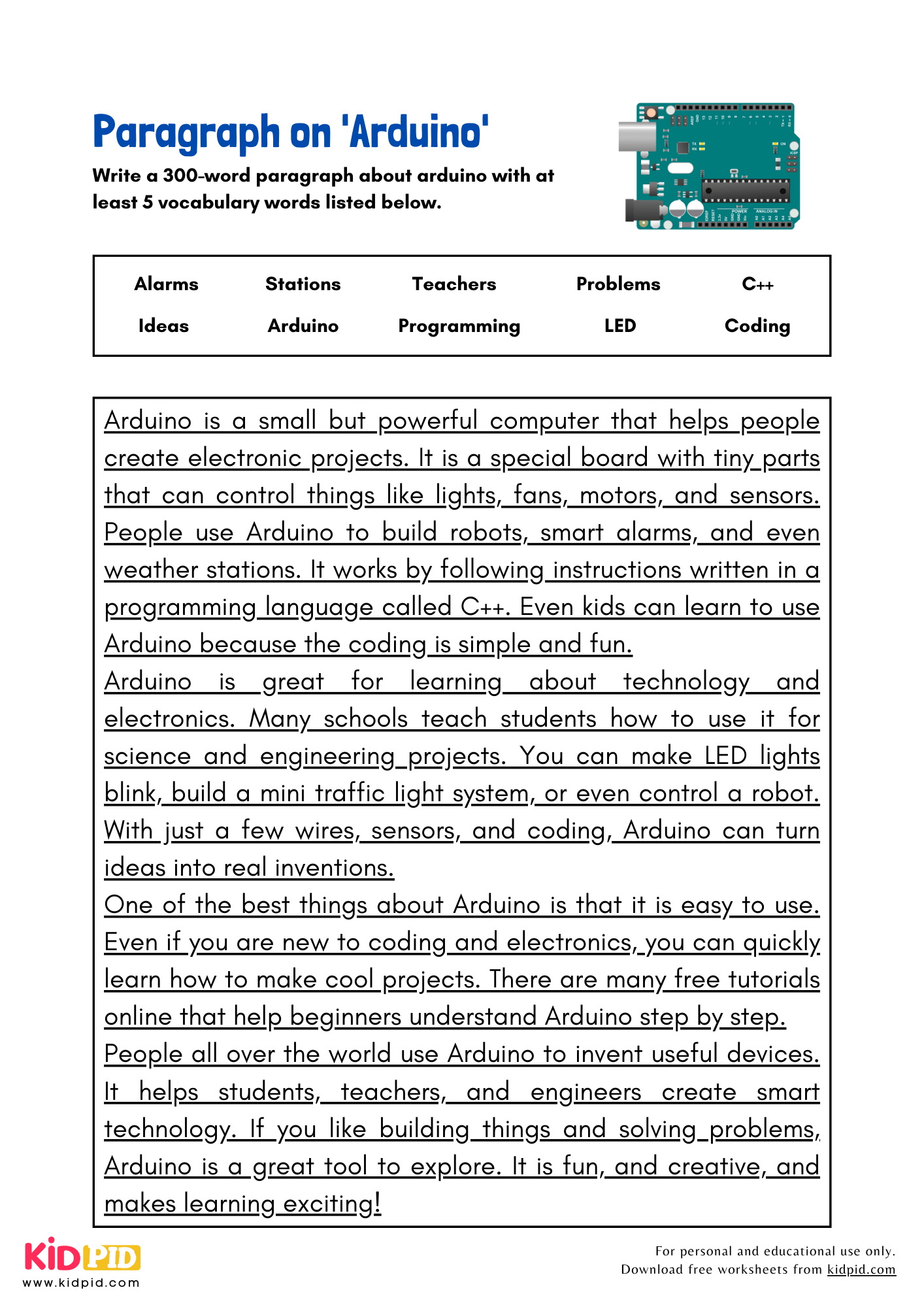 Paragraph on 'Arduino' - 300 Words