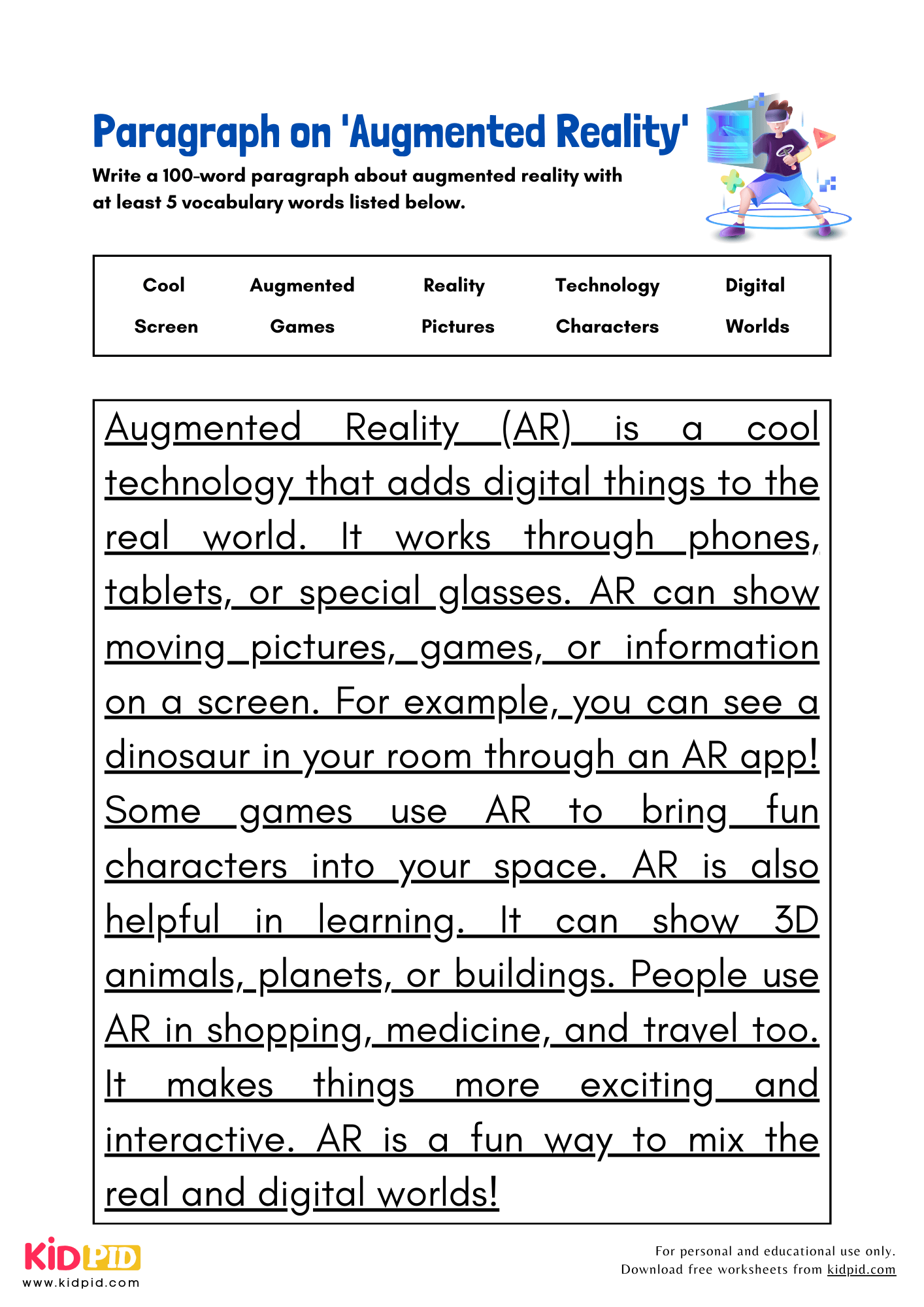 Paragraph on 'Augmented Reality' - 100 Words