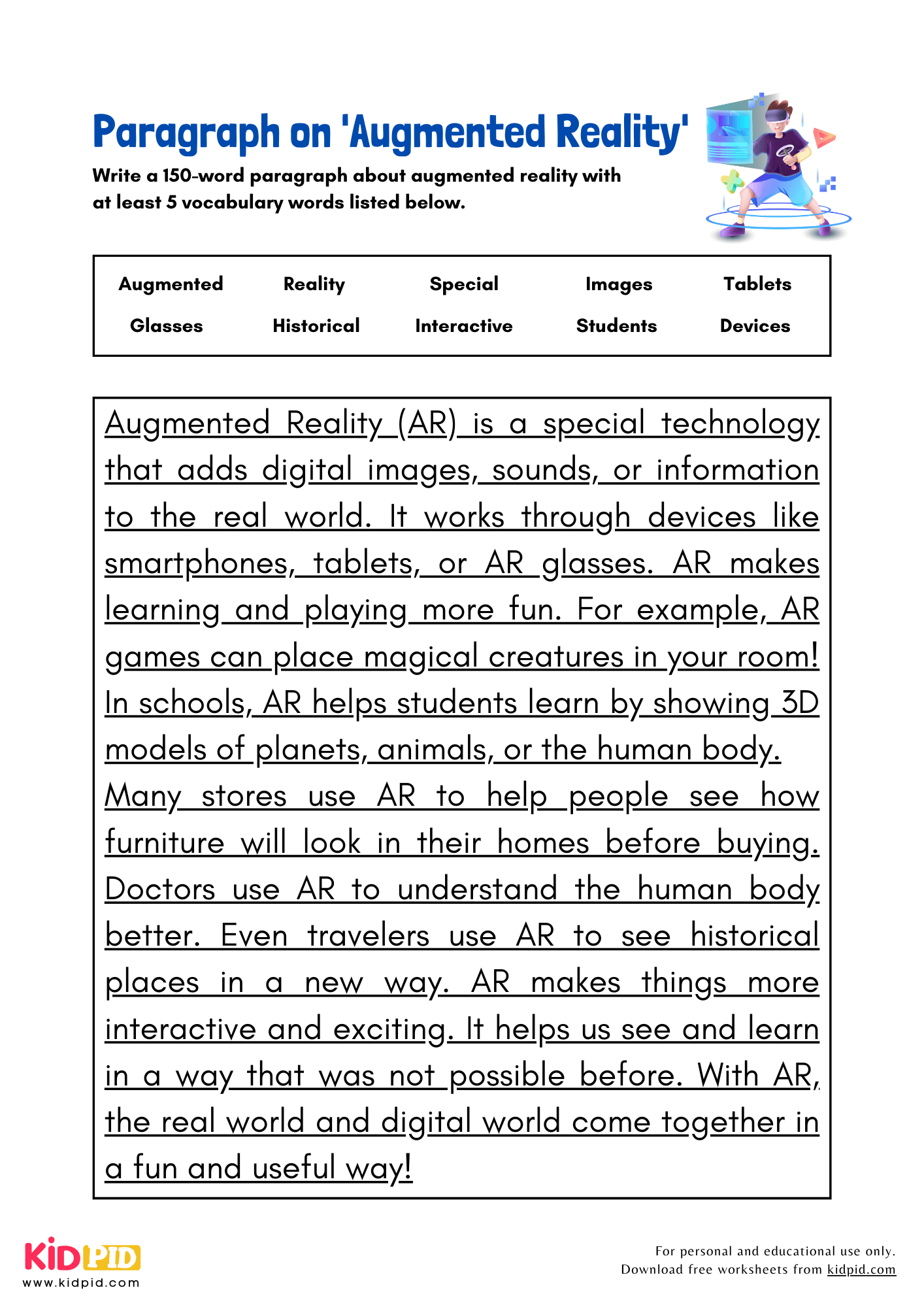 Paragraph on 'Augmented Reality' - 150 Words
