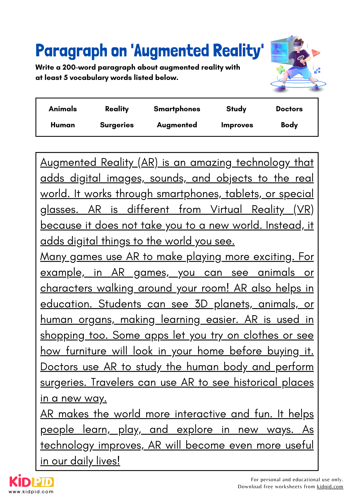 Paragraph on 'Augmented Reality' - 200 Words