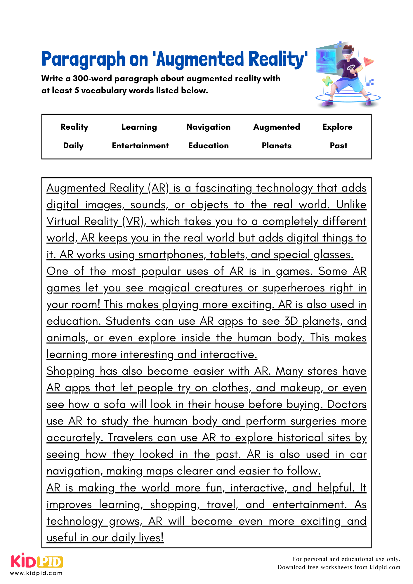 Paragraph on 'Augmented Reality' - 300 Words