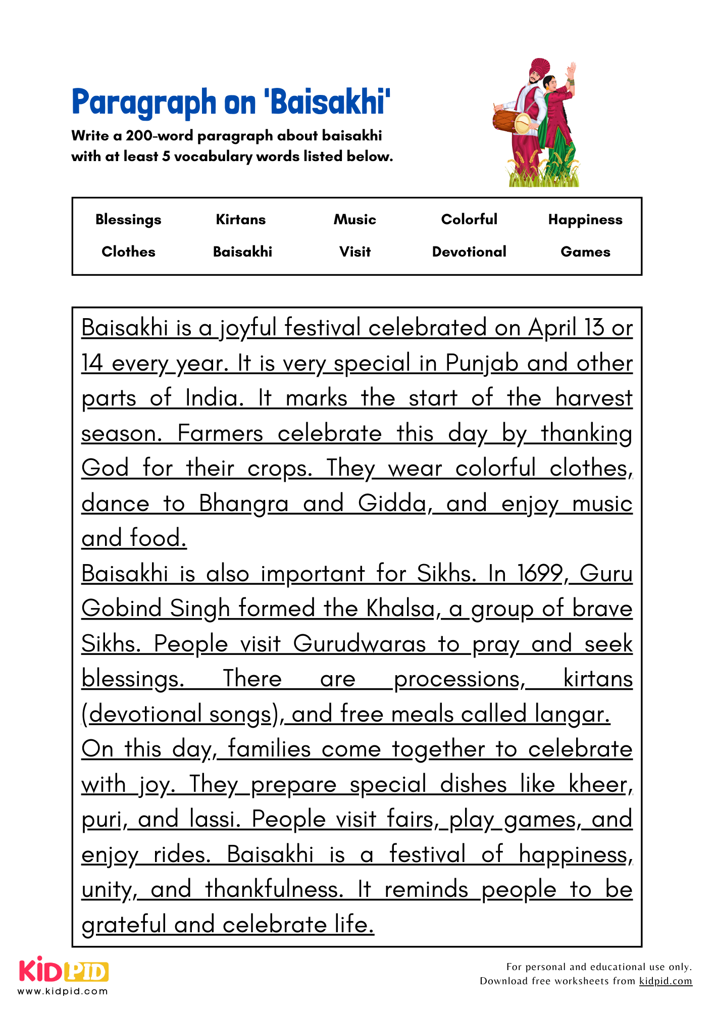 Paragraph on 'Baisakhi' - 200 Words