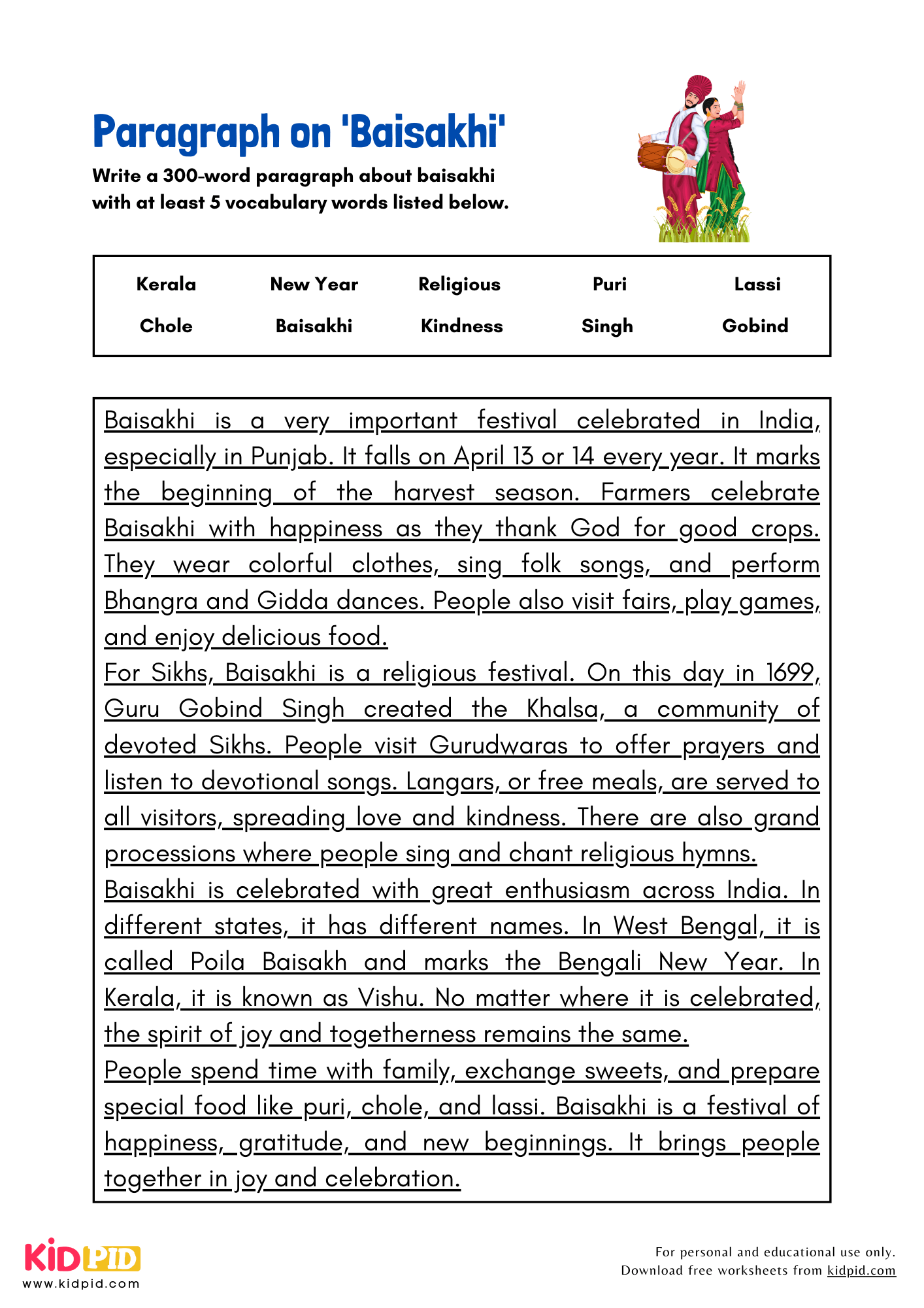 Paragraph on 'Baisakhi' - 300 Words