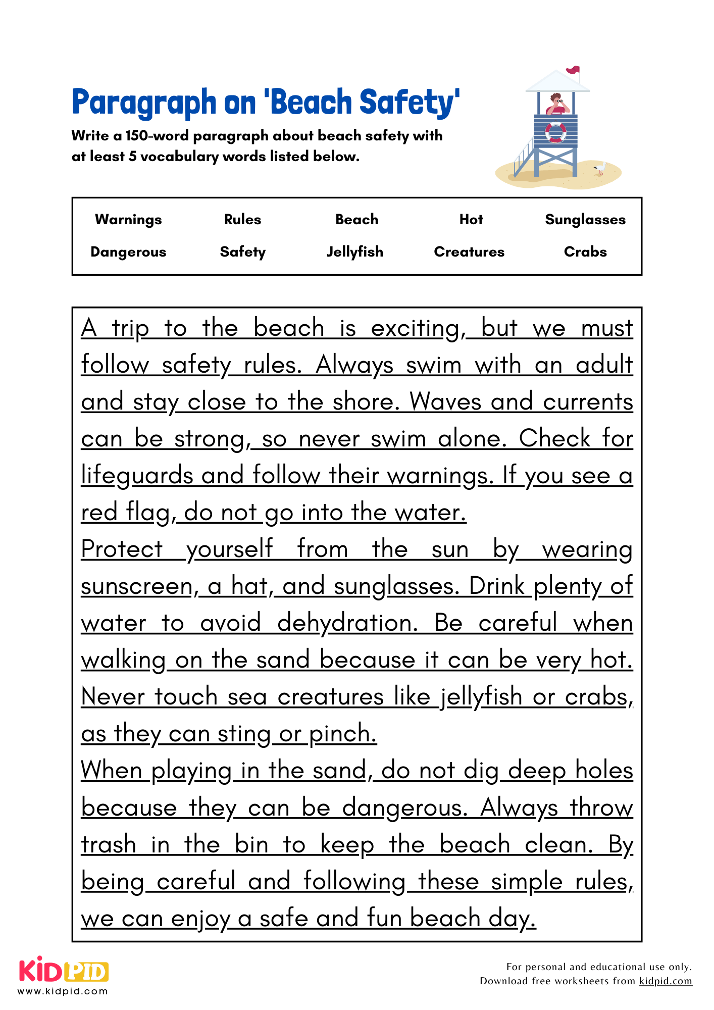 Paragraph on 'Beach Safety' - 150 Words
