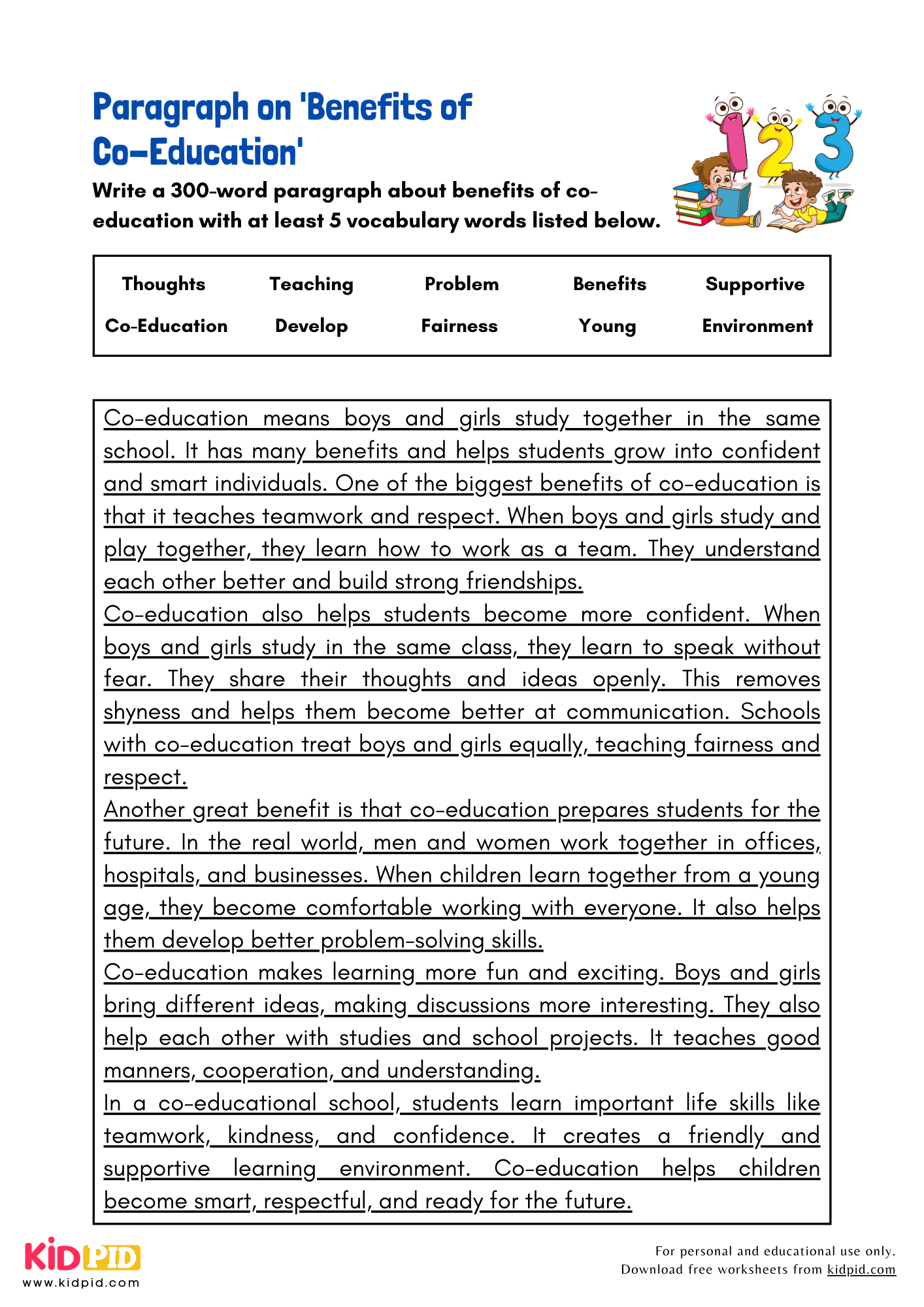 Paragraph on 'Benefits of Co-Education' - 300 Words