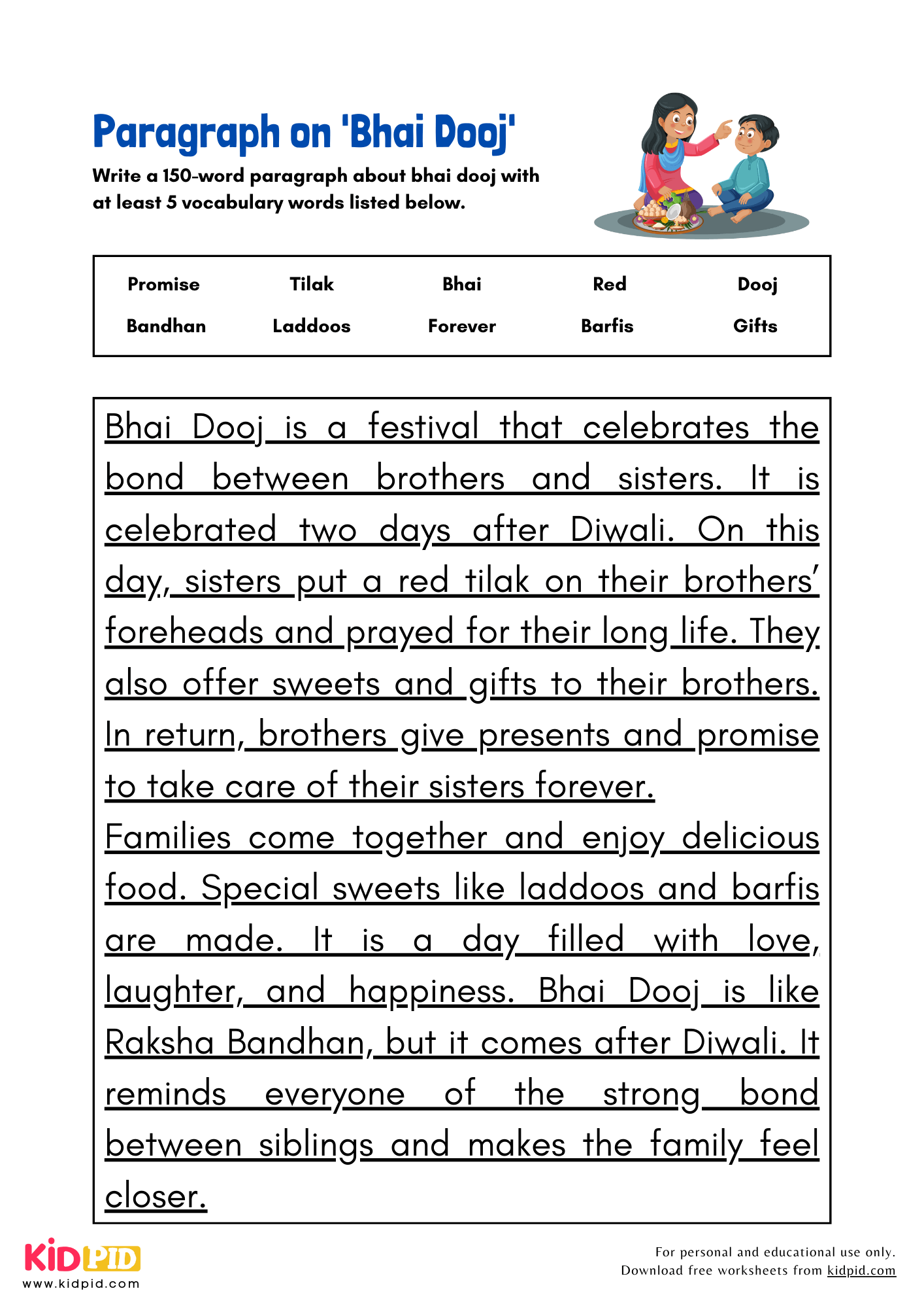 Paragraph on 'Bhai Dooj' - 150 Words