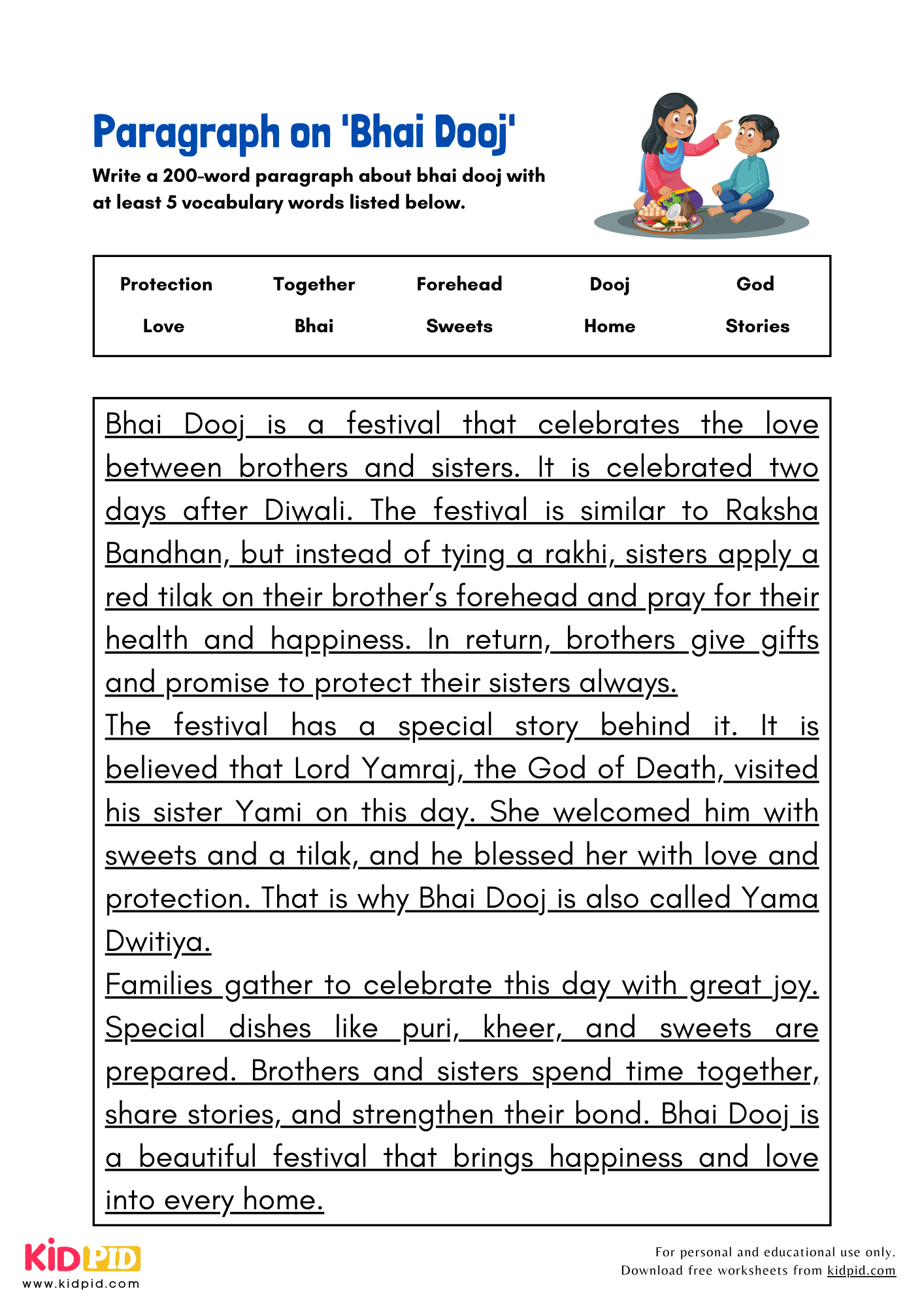 Paragraph on 'Bhai Dooj' - 200 Words