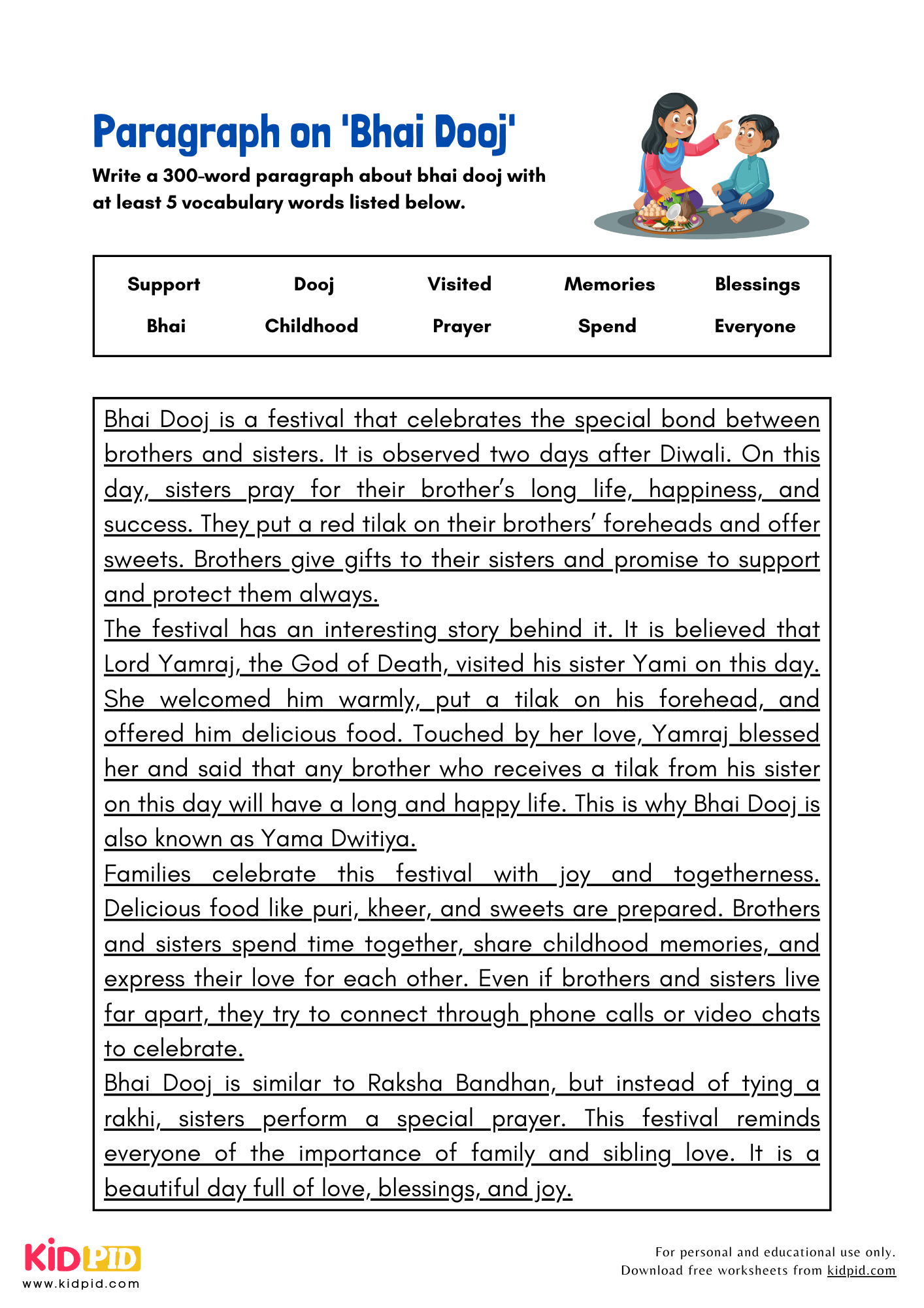 Paragraph on 'Bhai Dooj' - 300 Words