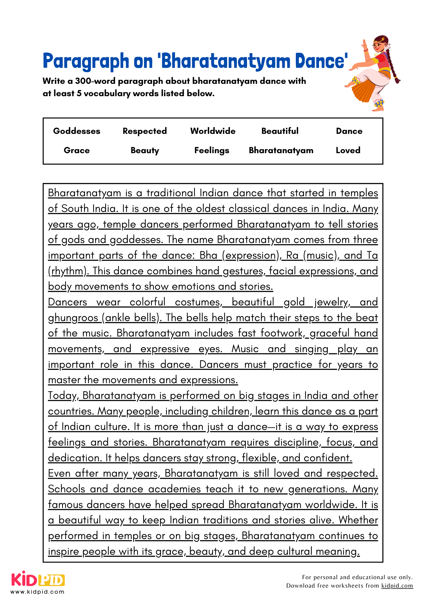 Paragraph on 'Bharatanatyam Dance' - 300 Words