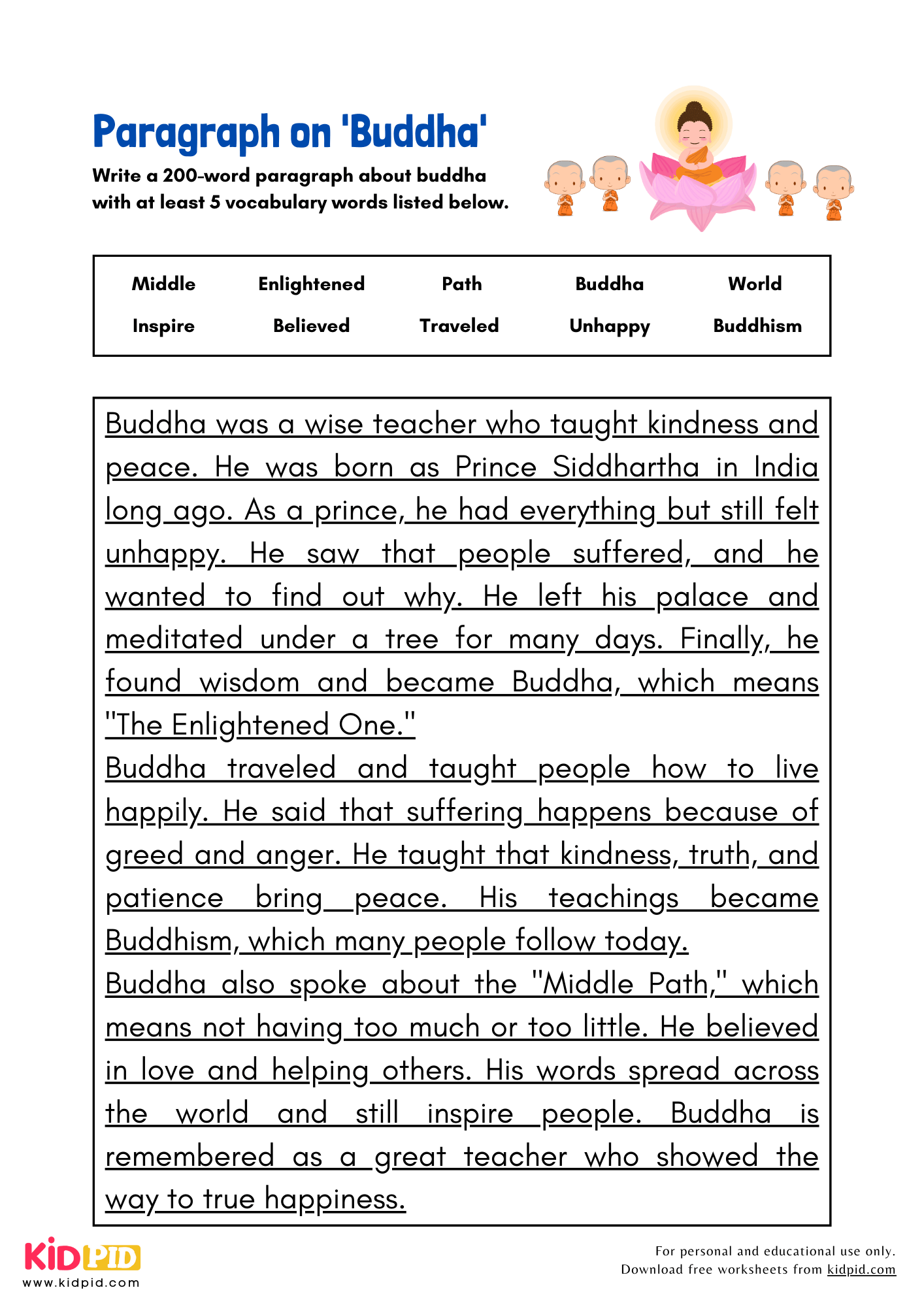 Paragraph on 'Buddha' - 200 Words