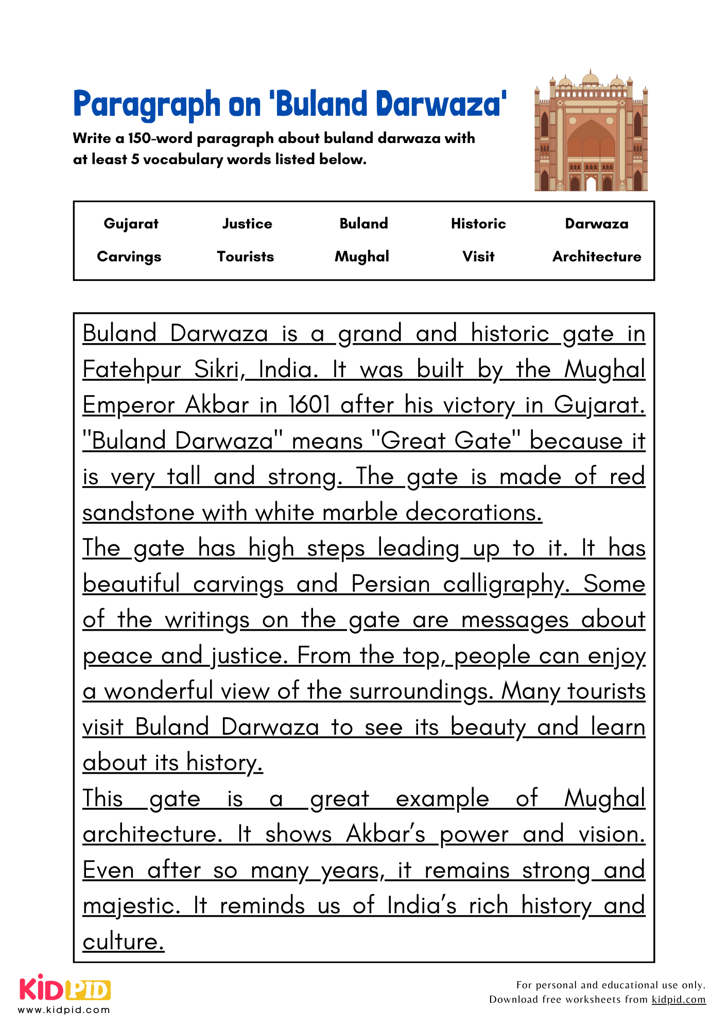 Paragraph on 'Buland Darwaza' - 150 Words