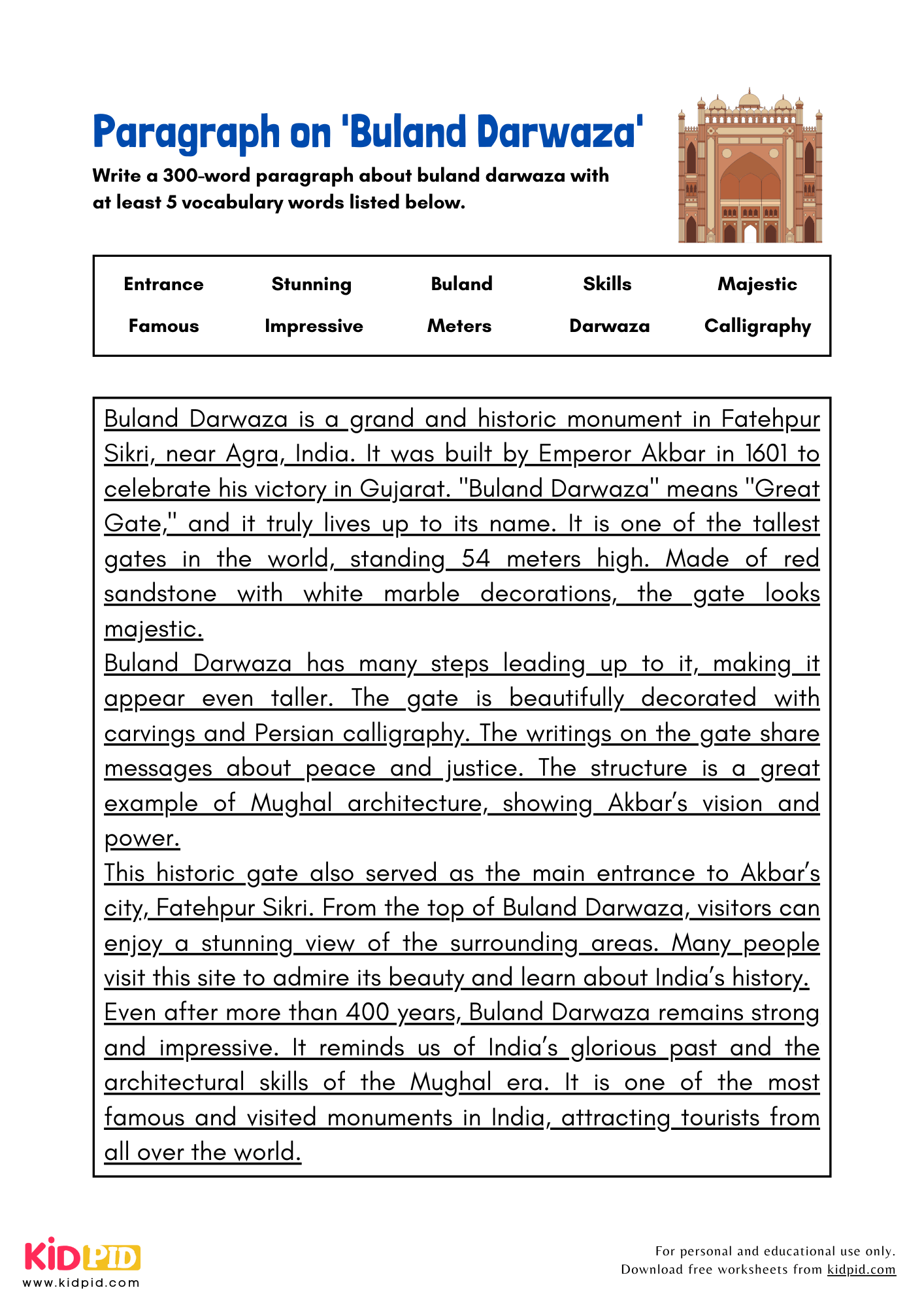 Paragraph on 'Buland Darwaza' - 300 Words