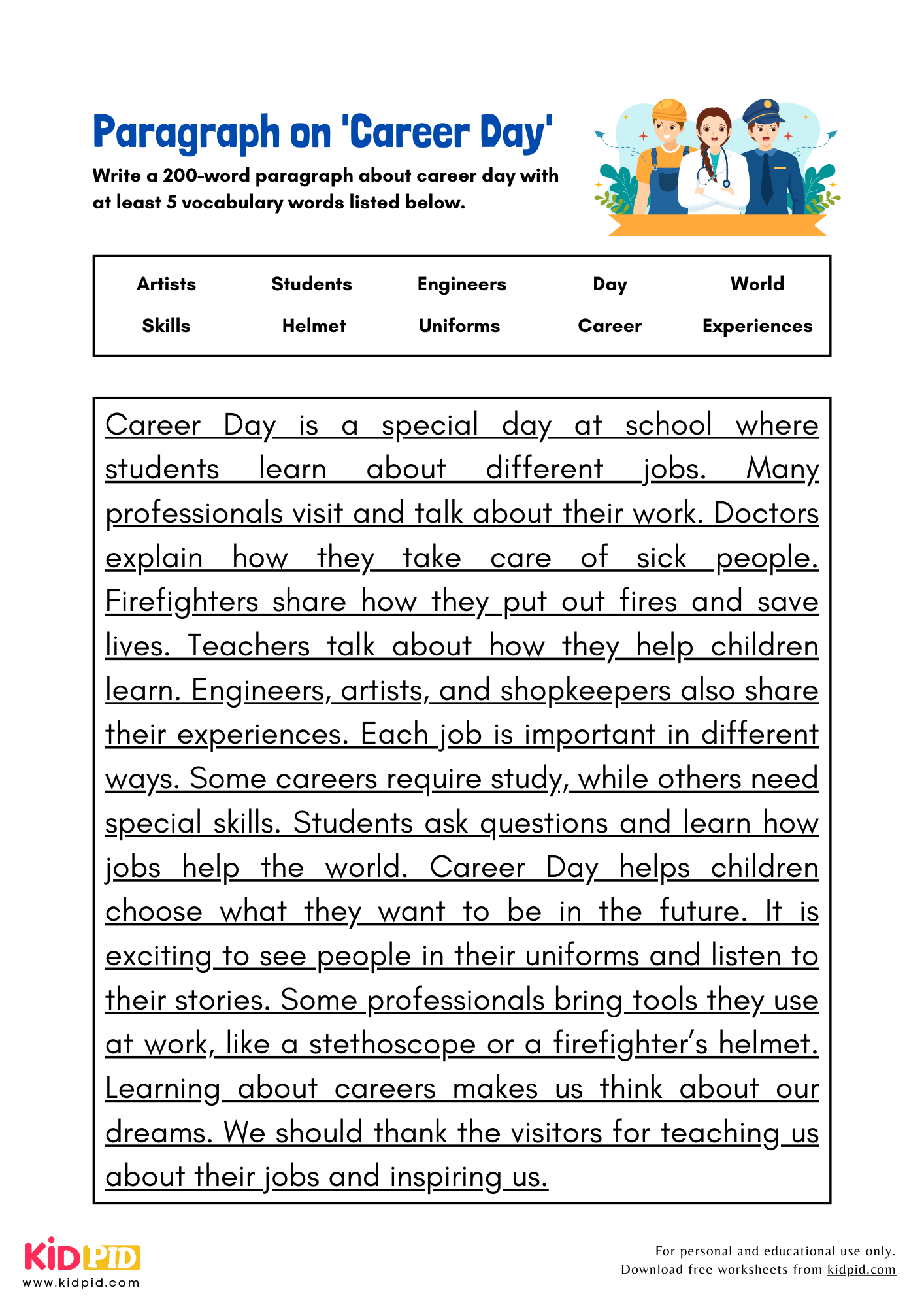 Paragraph on 'Career Day' - 200 Words