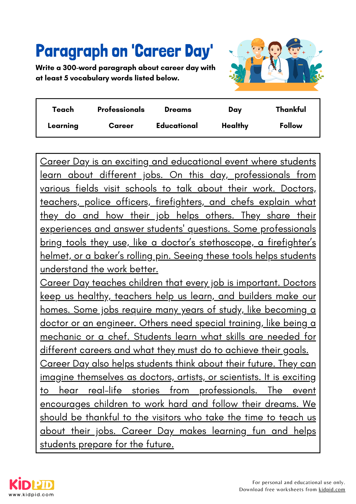 Paragraph on 'Career Day' - 300 Words