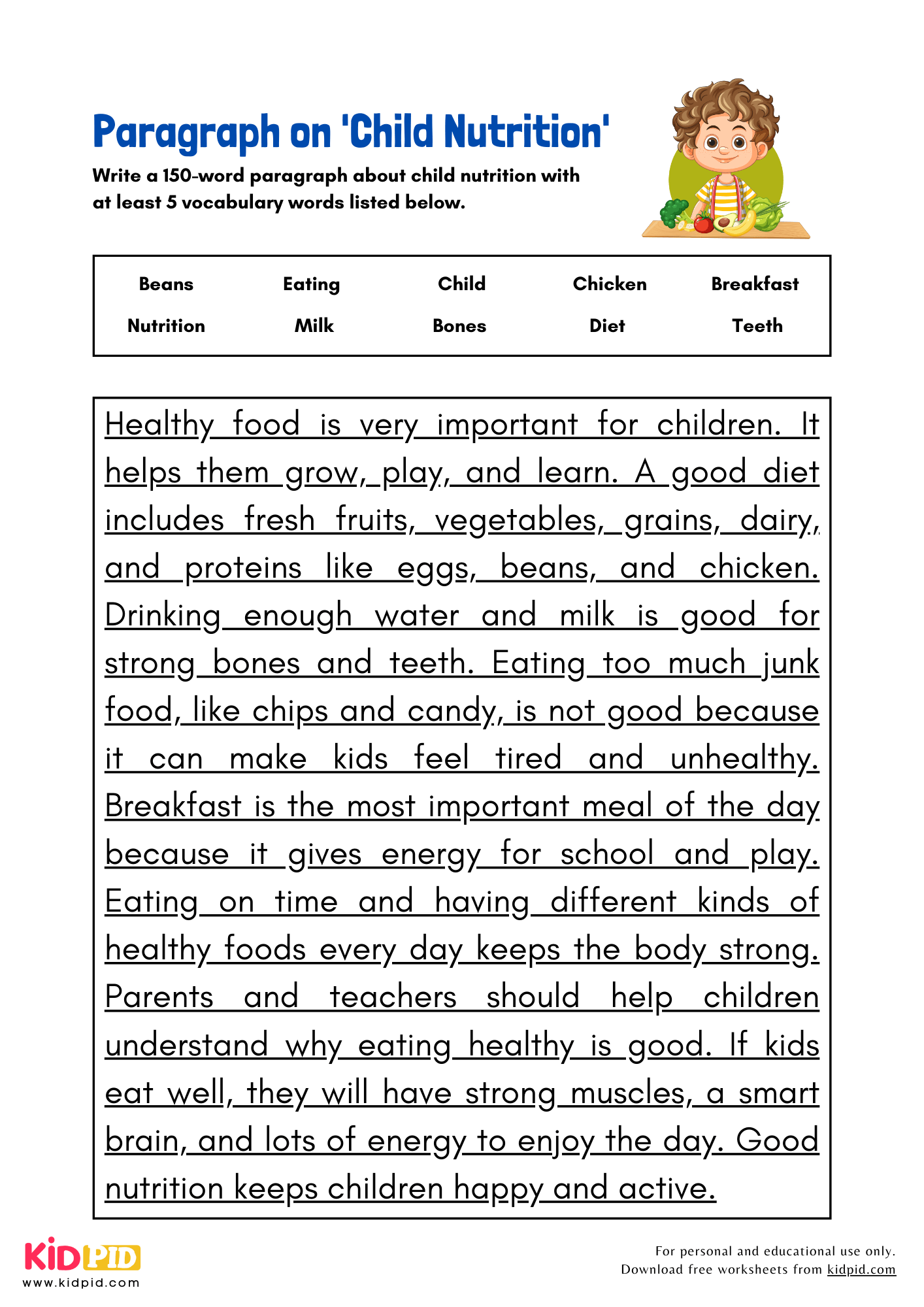 Paragraph on 'Child Nutrition' - 150 Words
