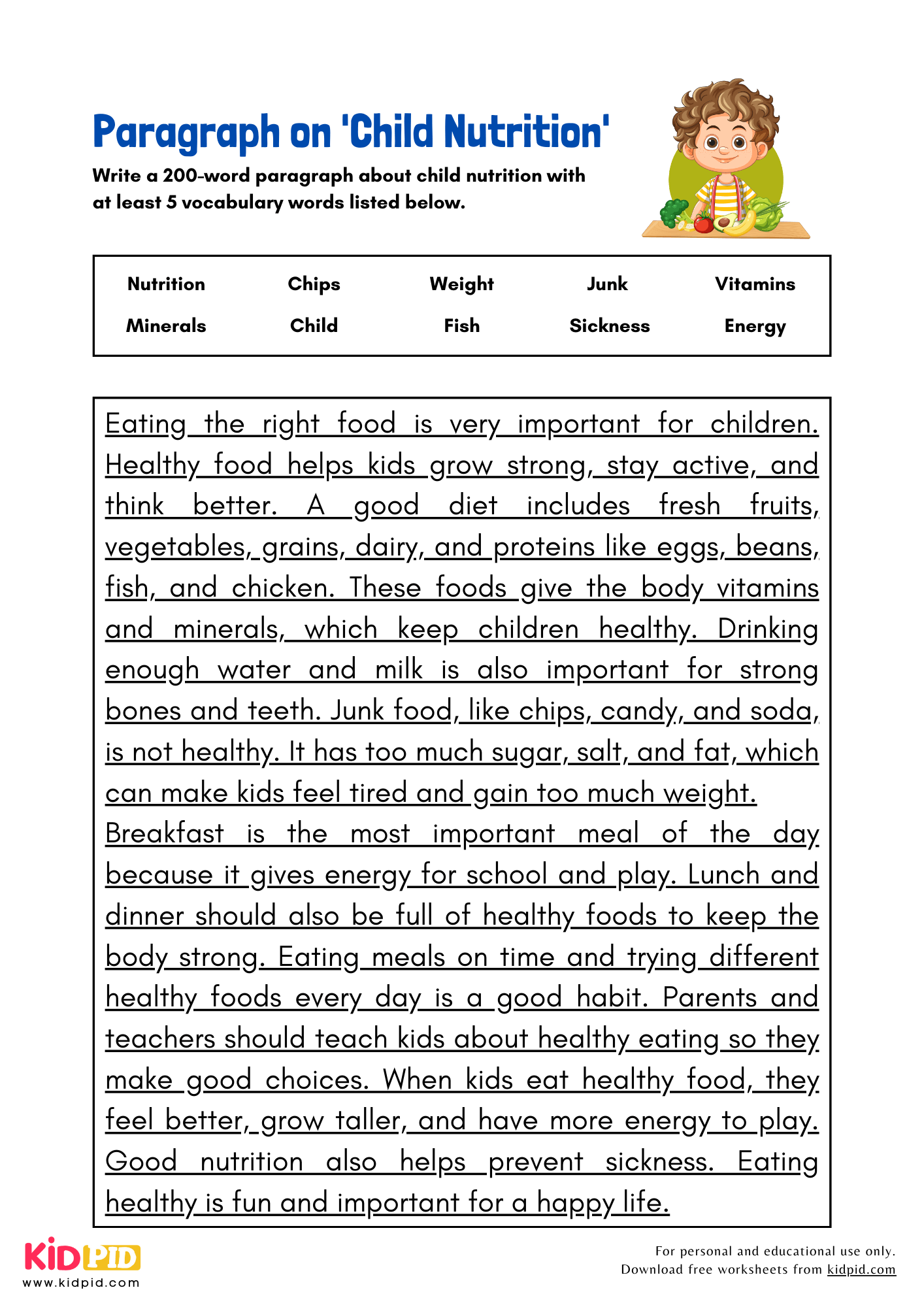 Paragraph on 'Child Nutrition' - 200 Words