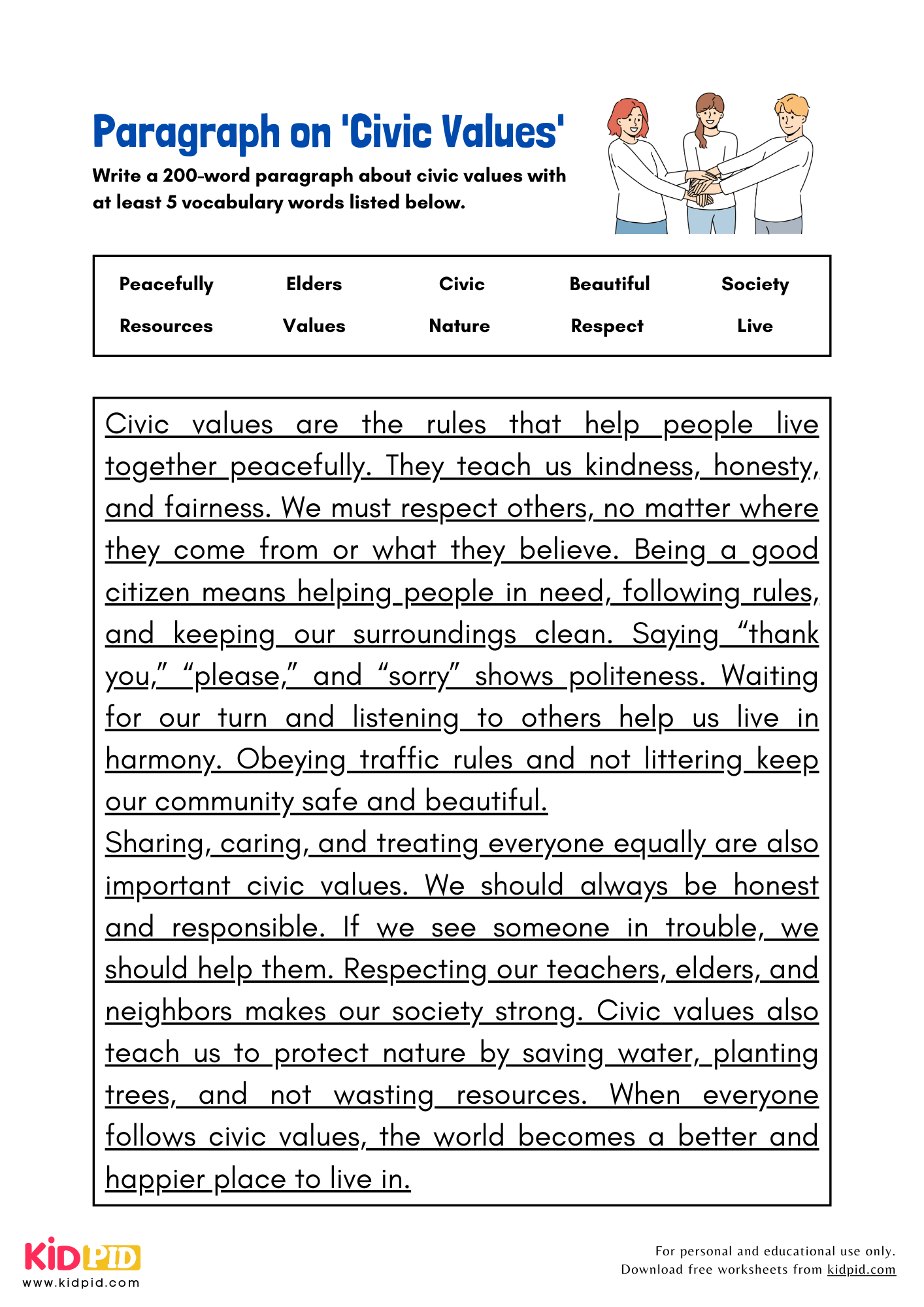 Paragraph on 'Civic Values' - 200 Words