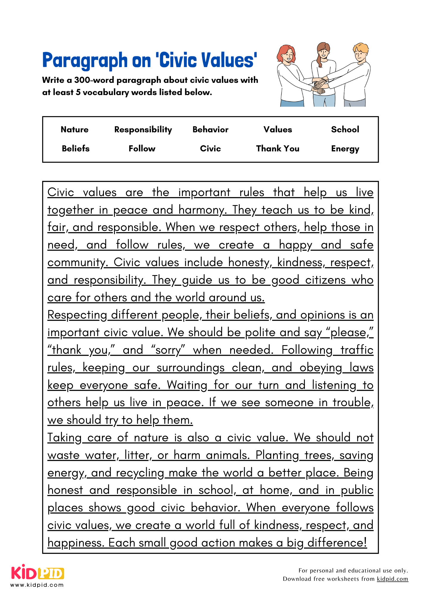 Paragraph on 'Civic Values' - 300 Words