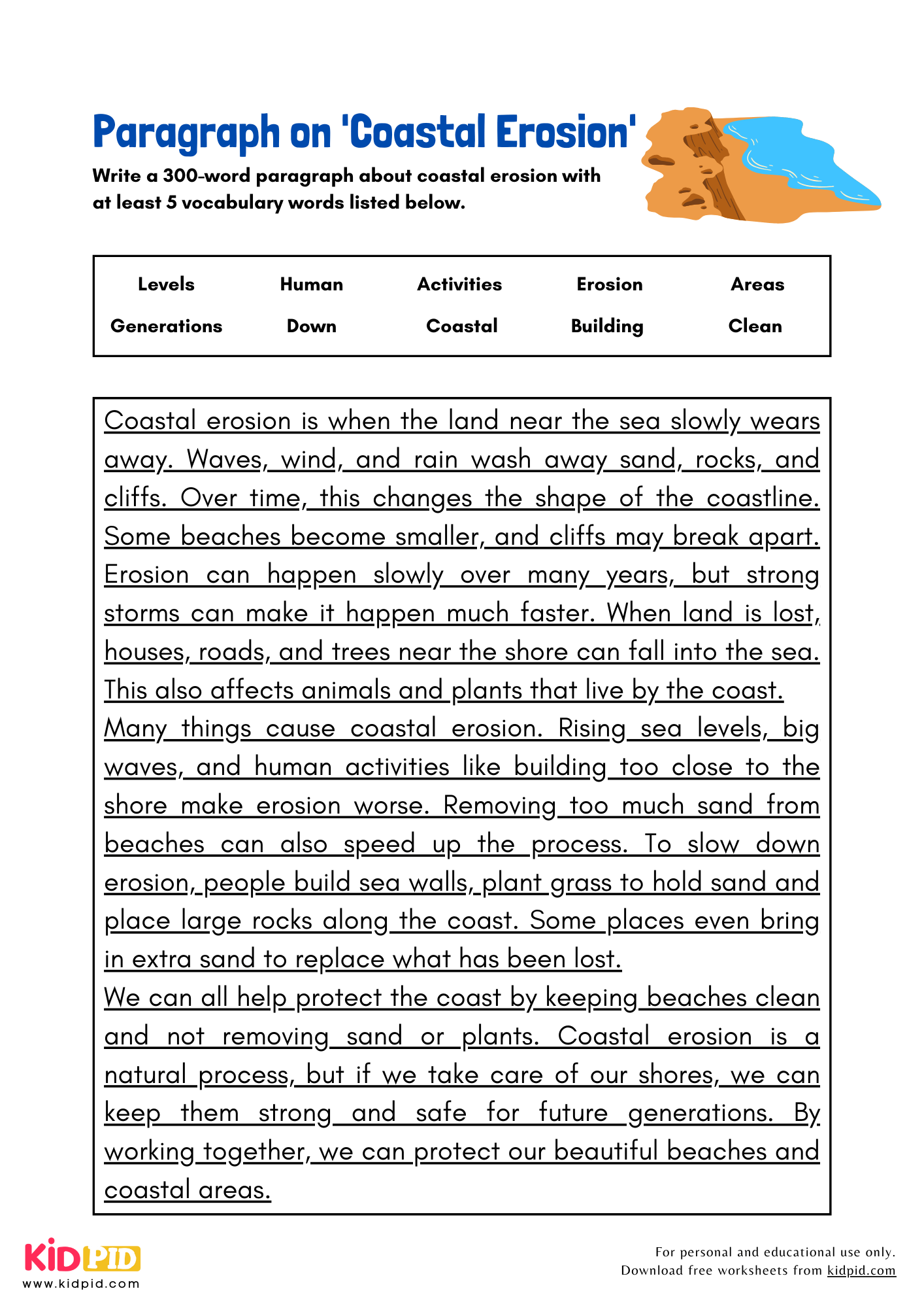 Paragraph on 'Coastal Erosion' - 300 Words