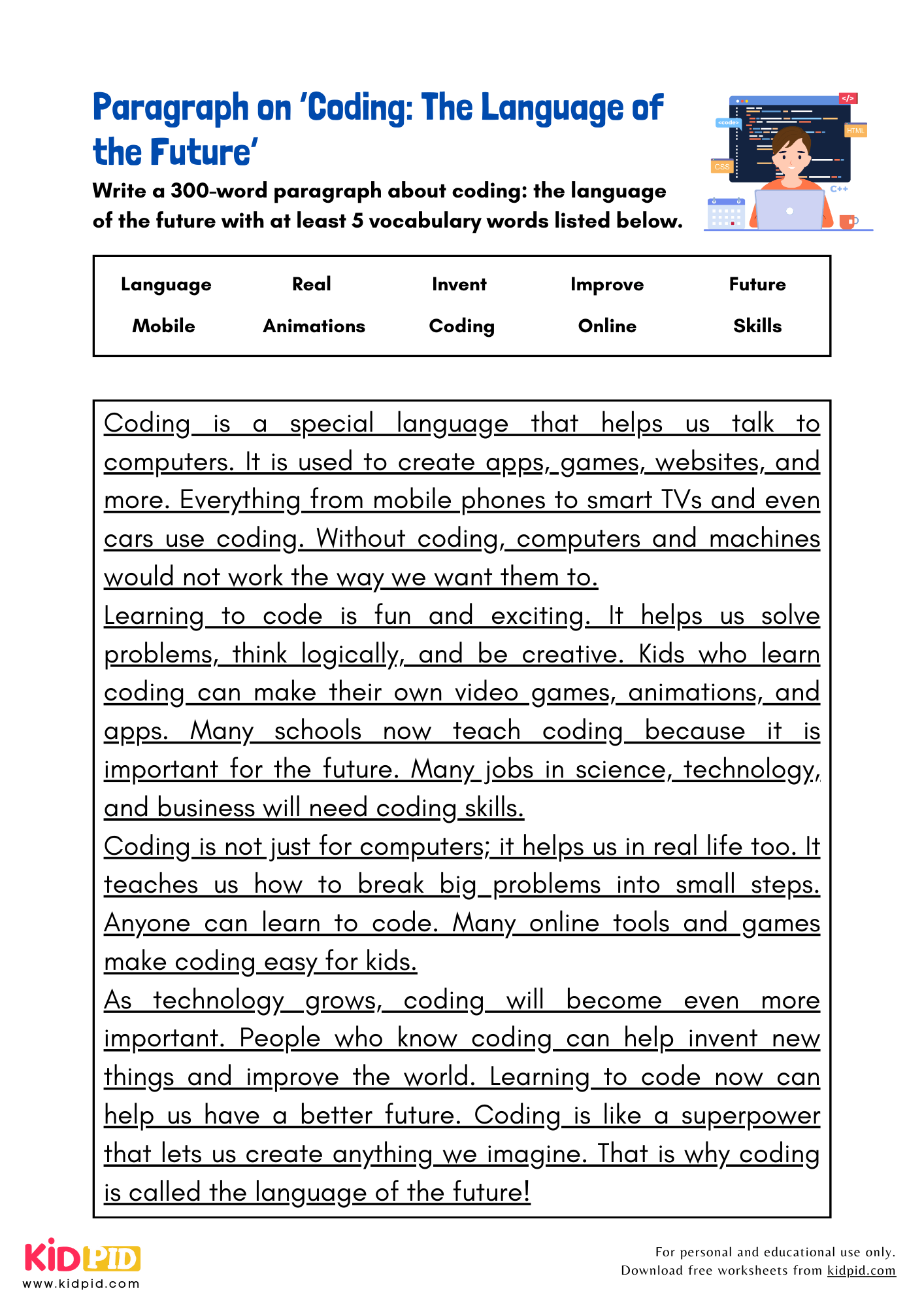 Paragraph on 'Coding: The Language of the Future' - 300 Words