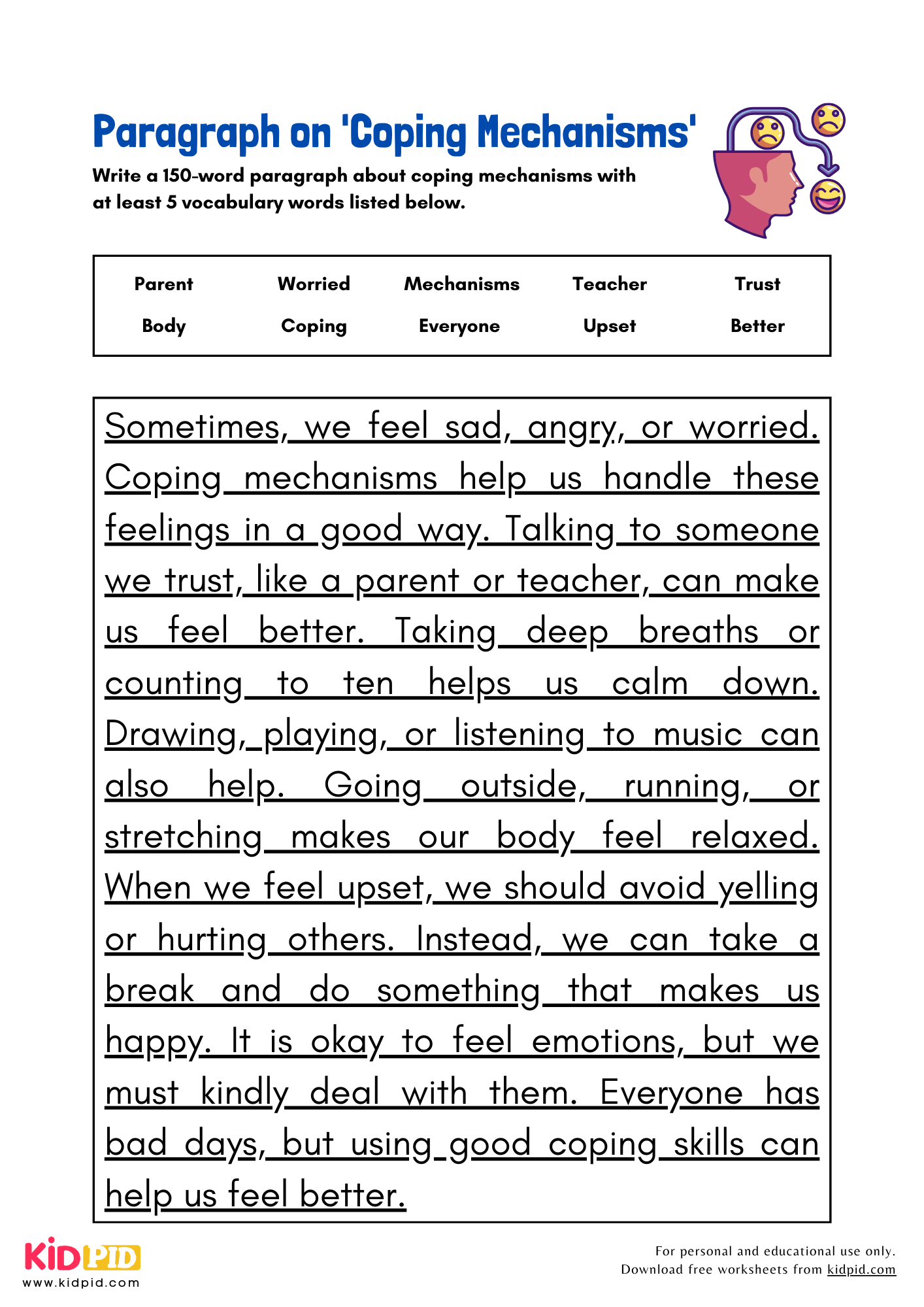 Paragraph on 'Coping Mechanisms' - 150 Words