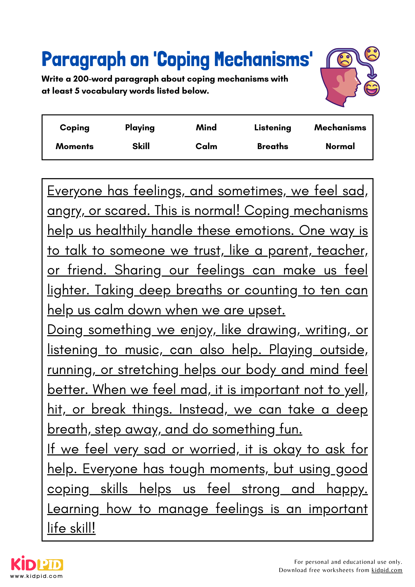 Paragraph on 'Coping Mechanisms' - 200 Words