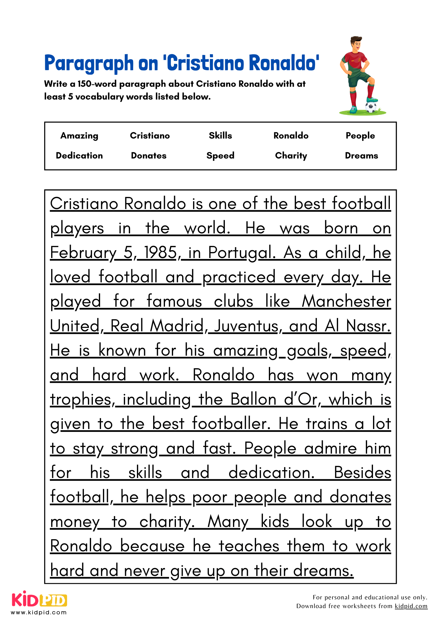 Paragraph on 'Cristiano Ronaldo' - 150 Words