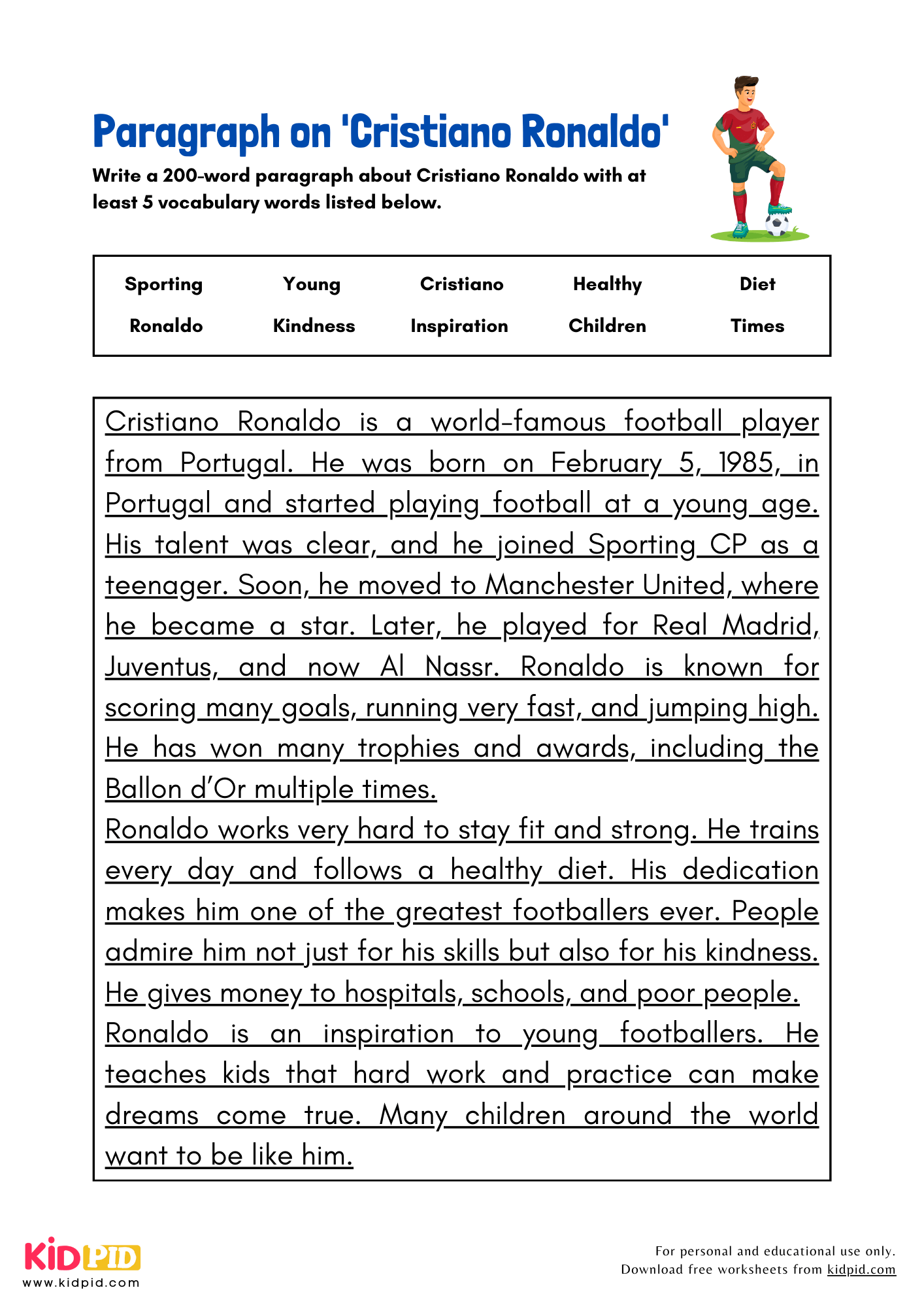 Paragraph on 'Cristiano Ronaldo' - 200 Words