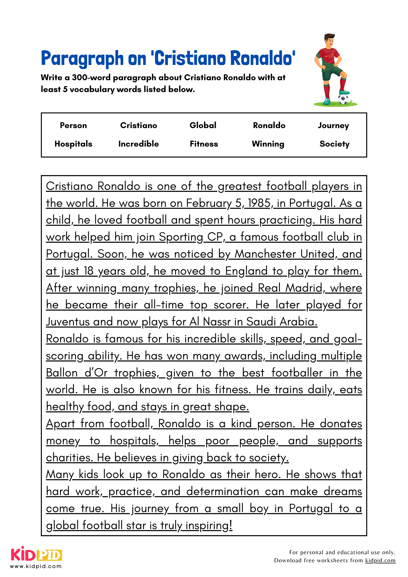 Paragraph on 'Cristiano Ronaldo' - 300 Words