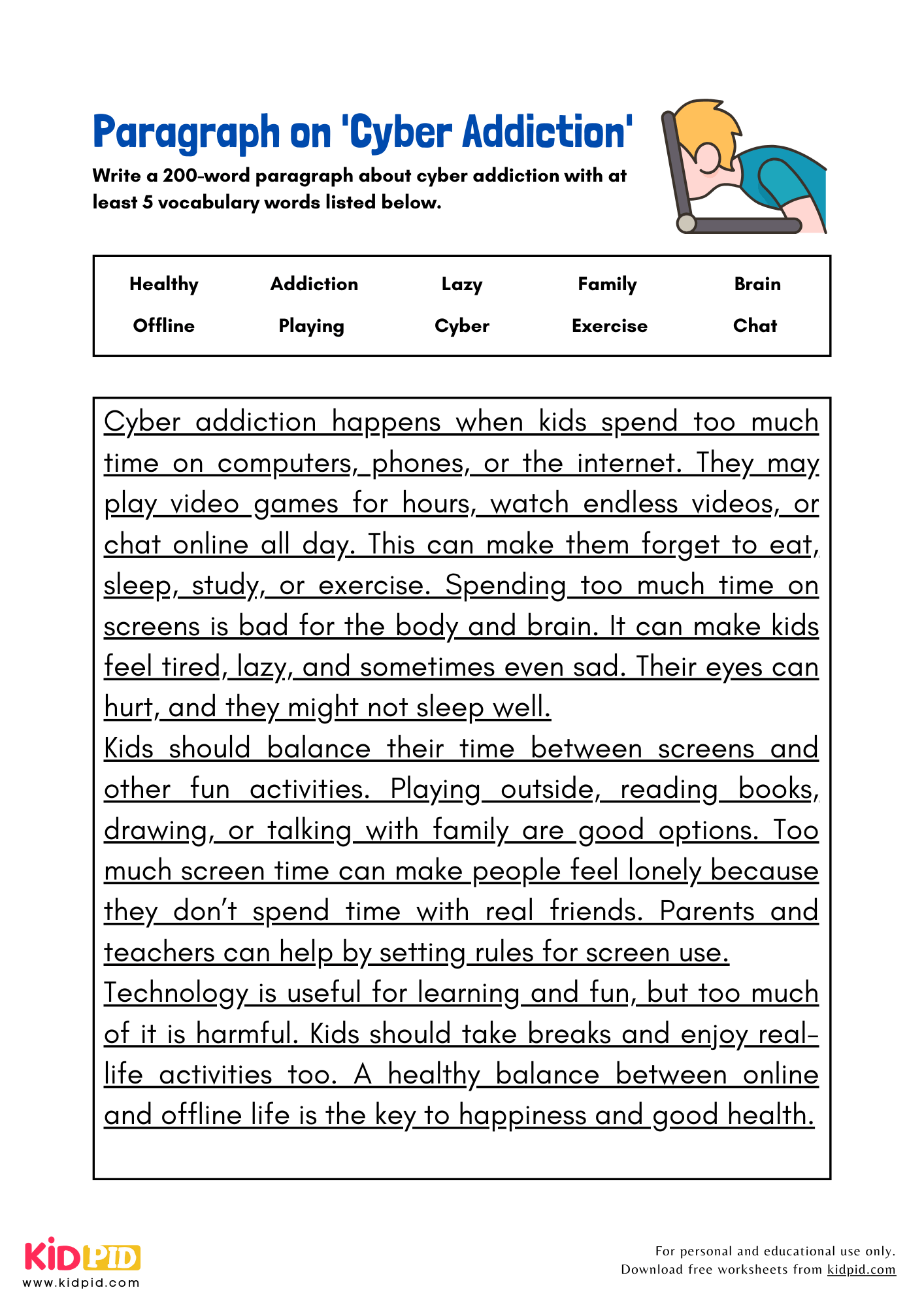 Paragraph on 'Cyber Addiction' - 200 Words