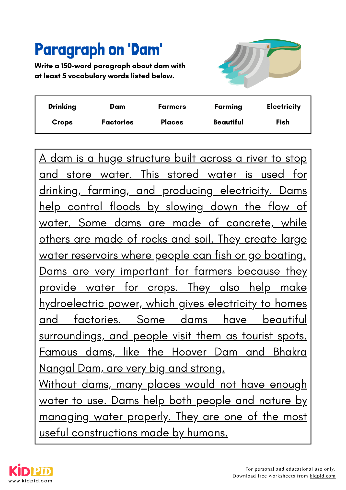 Paragraph on 'Dam' - 150 Words