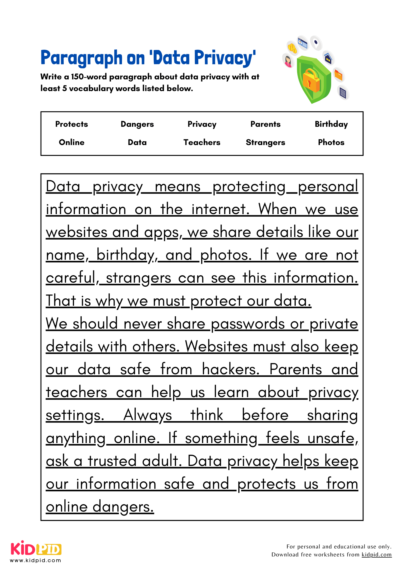 Paragraph on 'Data Privacy' - 150 Words